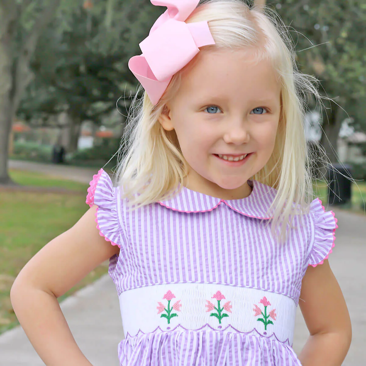 Tulips Smocked Lavender Dress - Image 4