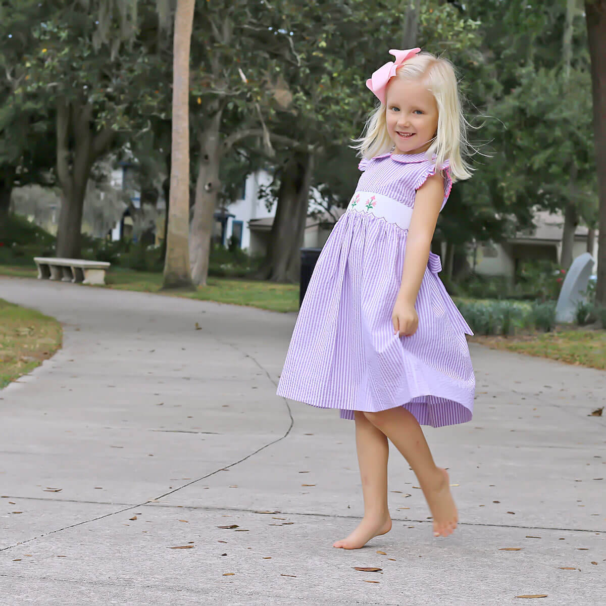 Tulips Smocked Lavender Dress - Image 5