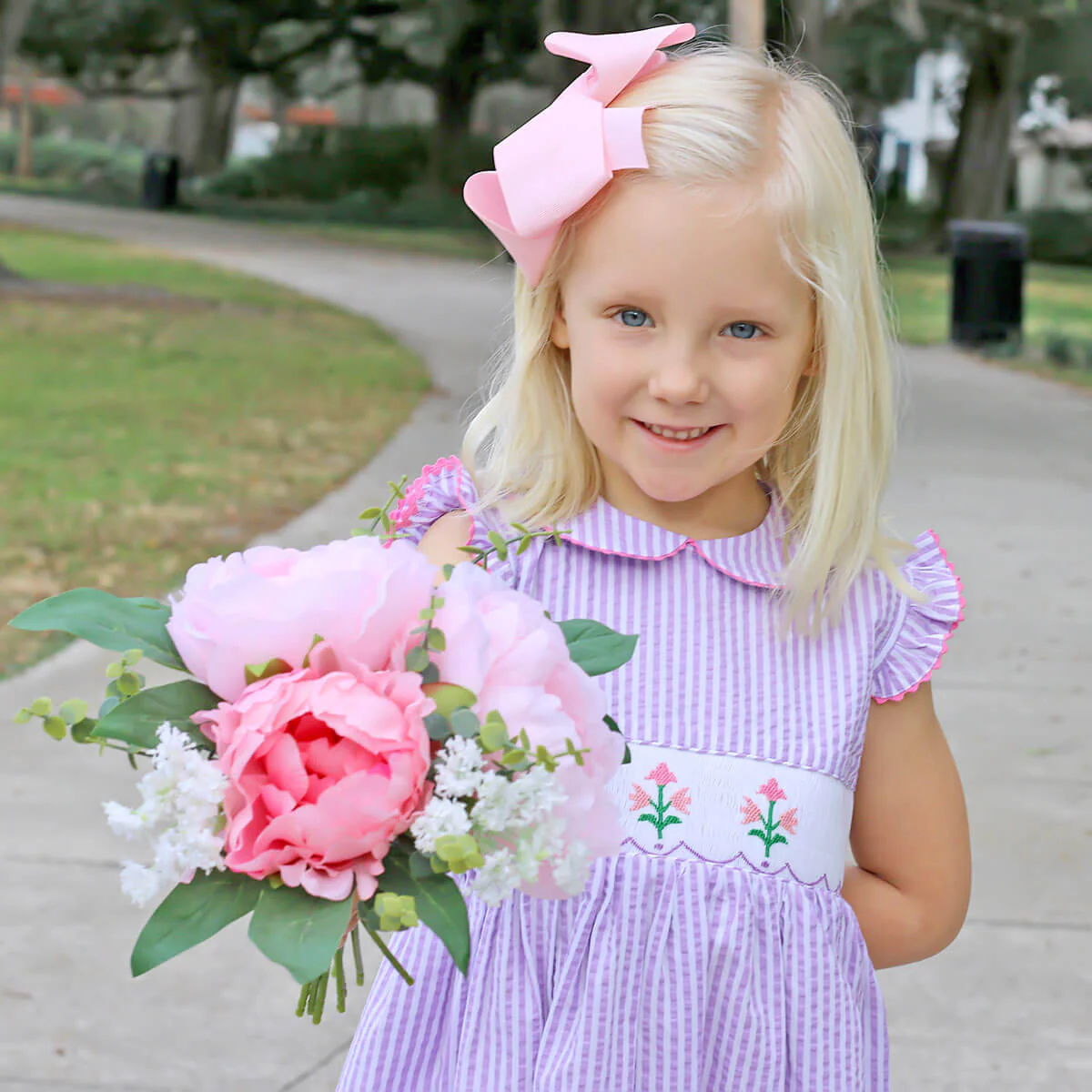 Tulips Smocked Lavender Dress - Image 6