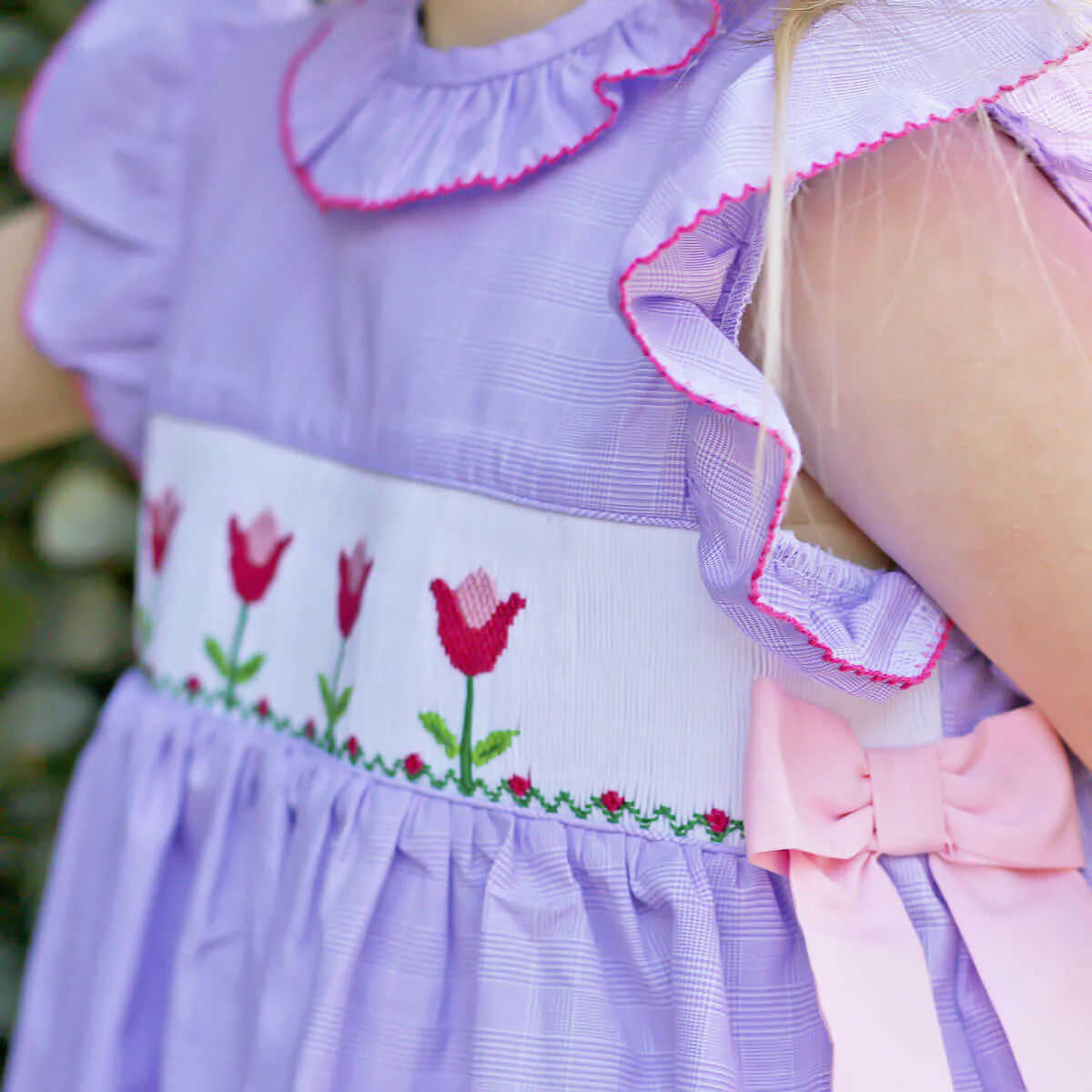 Tulips In Spring Purple Smocked Beverly Dress - Image 2