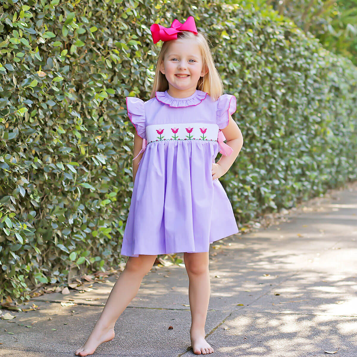 Tulips In Spring Purple Smocked Beverly Dress - Image 3