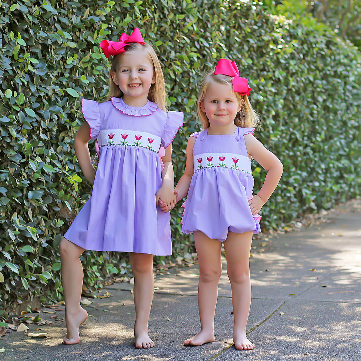Tulips In Spring Purple Smocked Leah Bubble - Image 3
