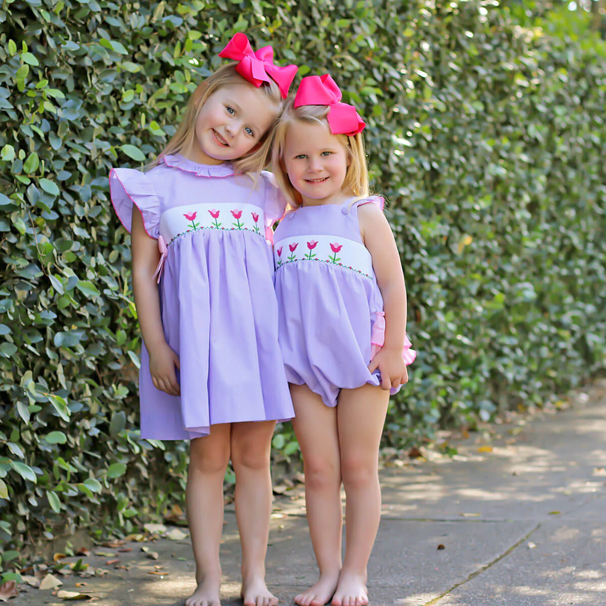 Tulips In Spring Purple Smocked Leah Bubble - Image 4