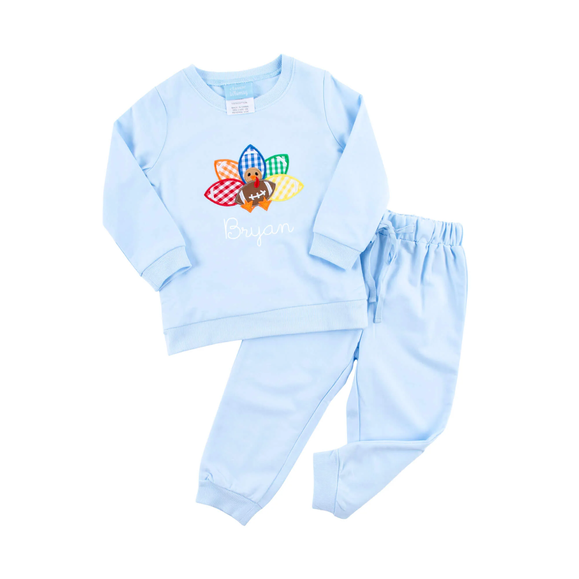 Turkey Applique Light Blue Jogger Set - Image 2