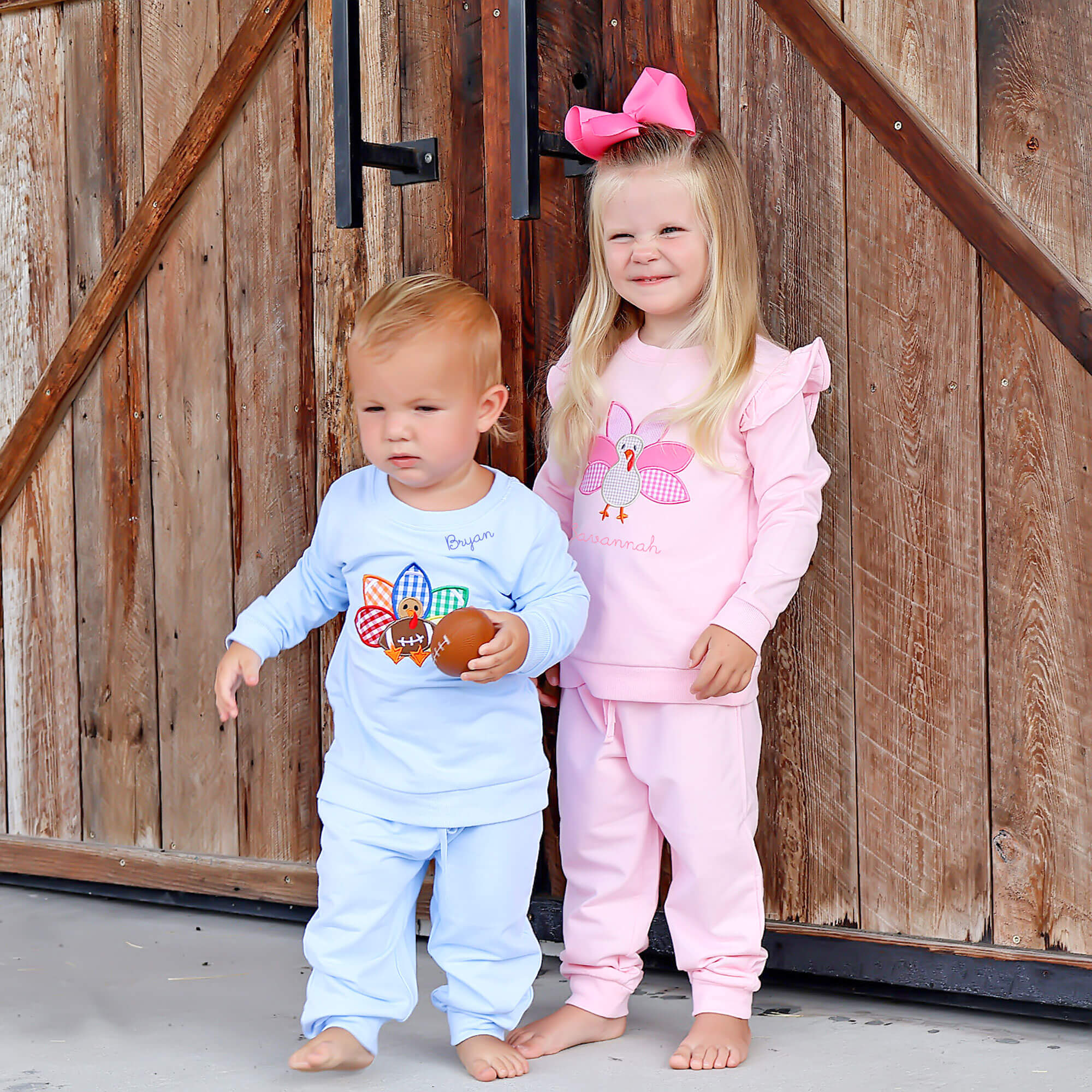 Turkey Applique Light Blue Jogger Set - Image 3