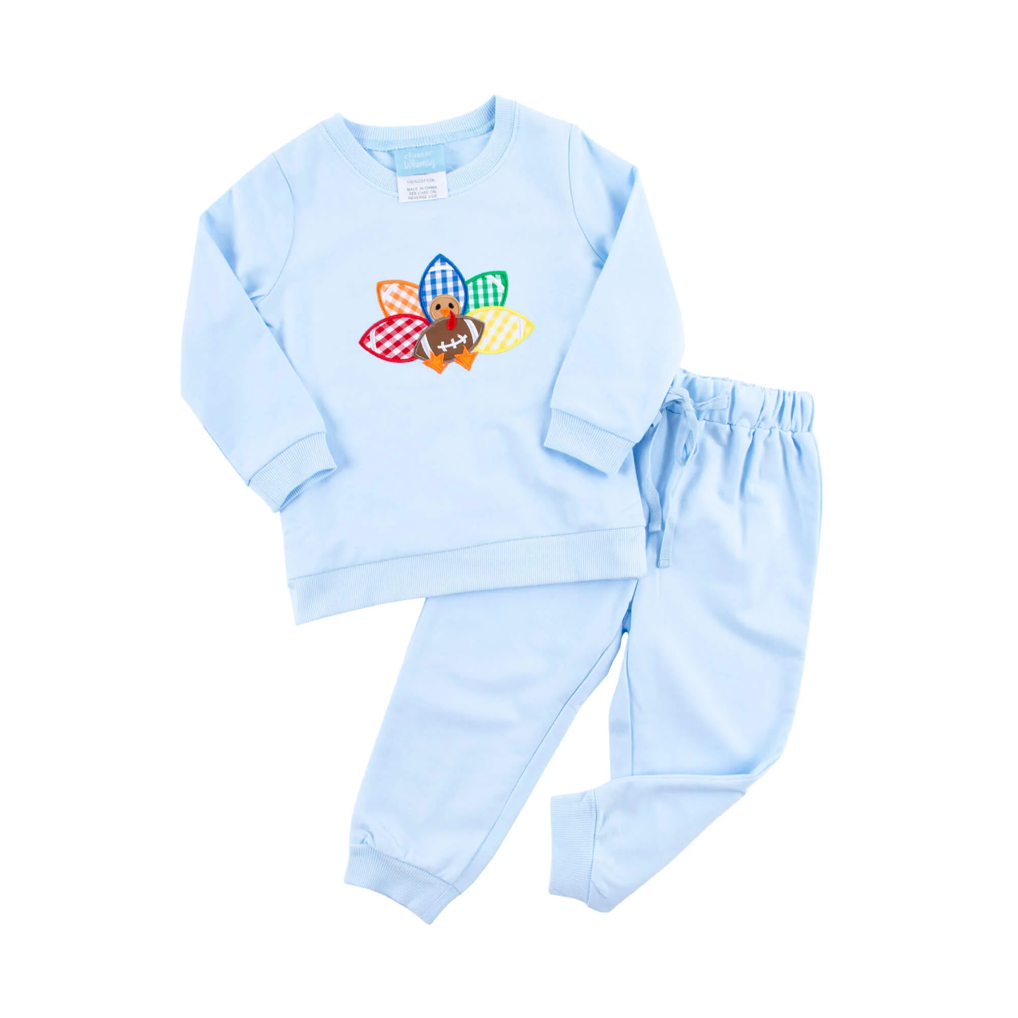 Turkey Applique Light Blue Jogger Set - Image 4