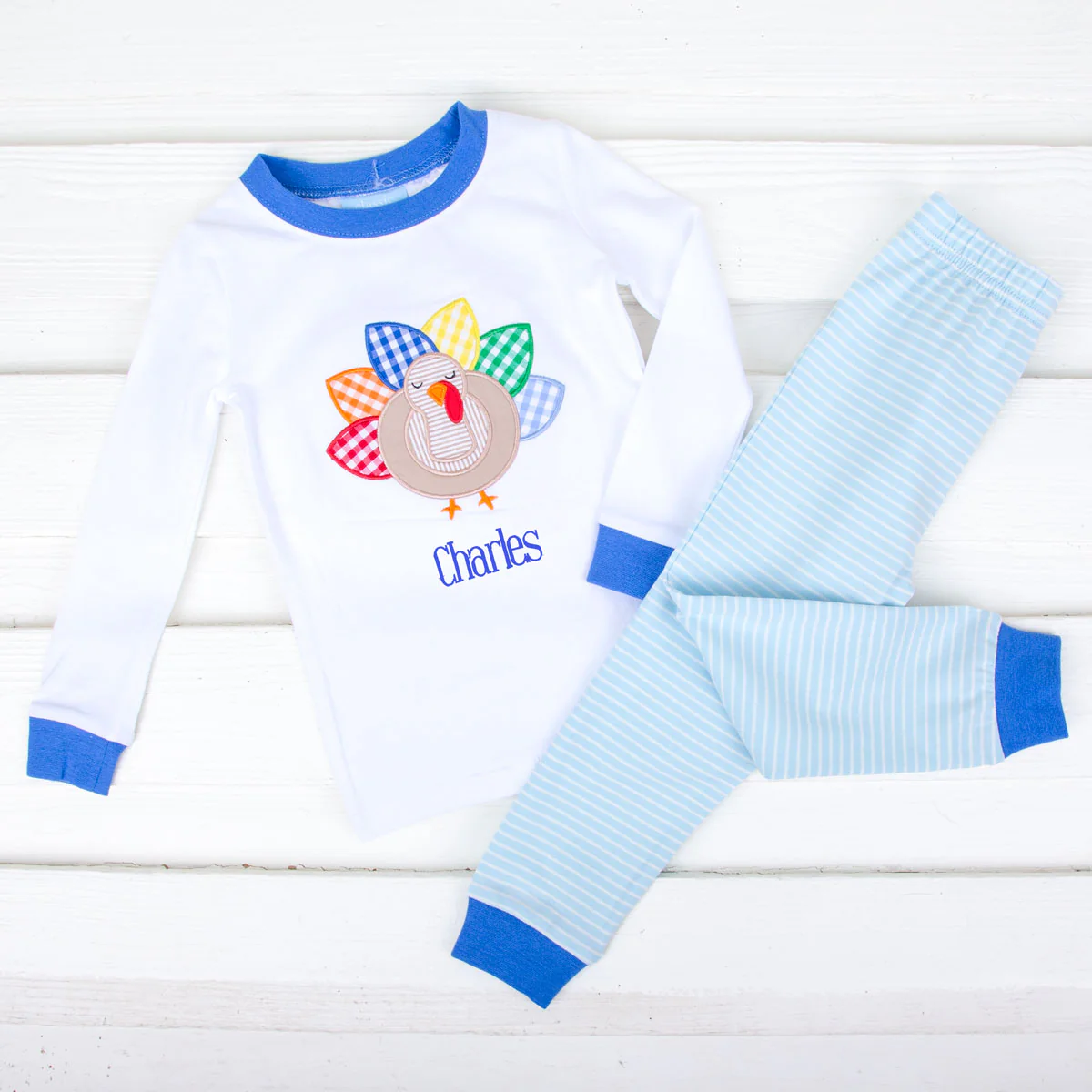 Turkey Light Blue Stripe Pajamas - Image 2