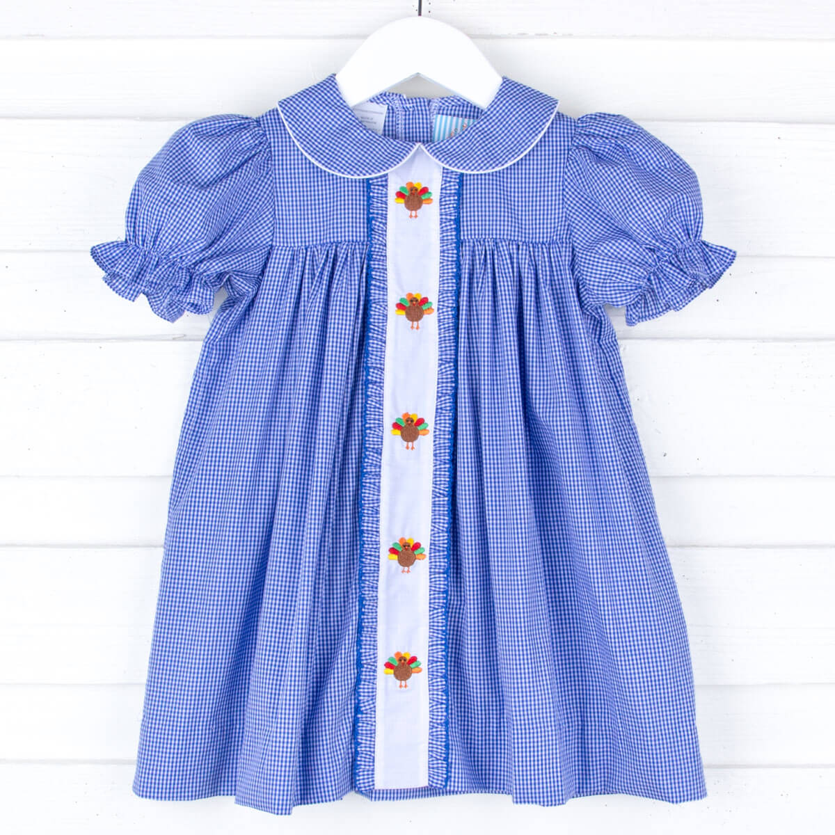 Turkey Embroidered Royal Gingham Camila Dress - Image 2