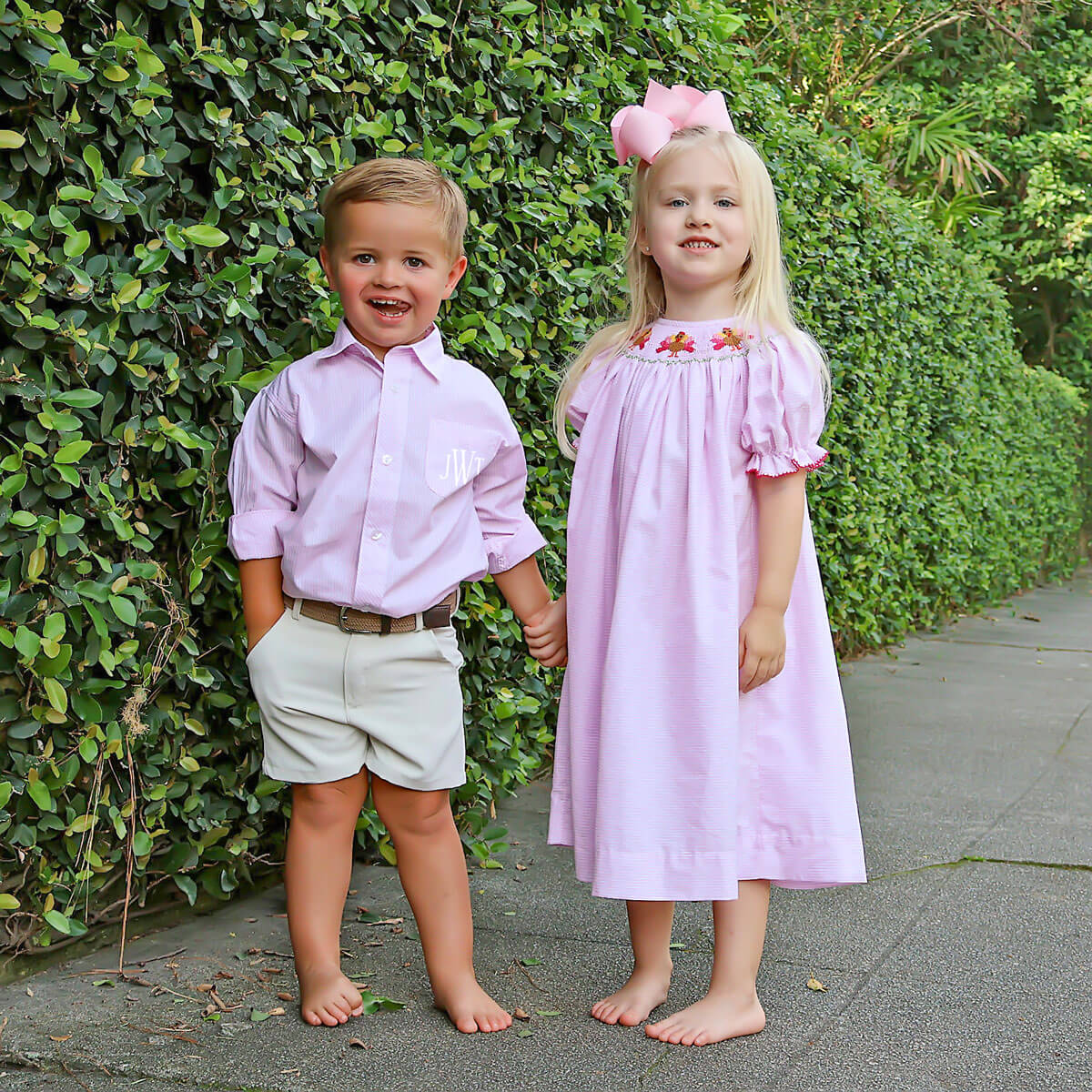 Turkey Smocked Pink Stripe Bishop Dress - Image 3