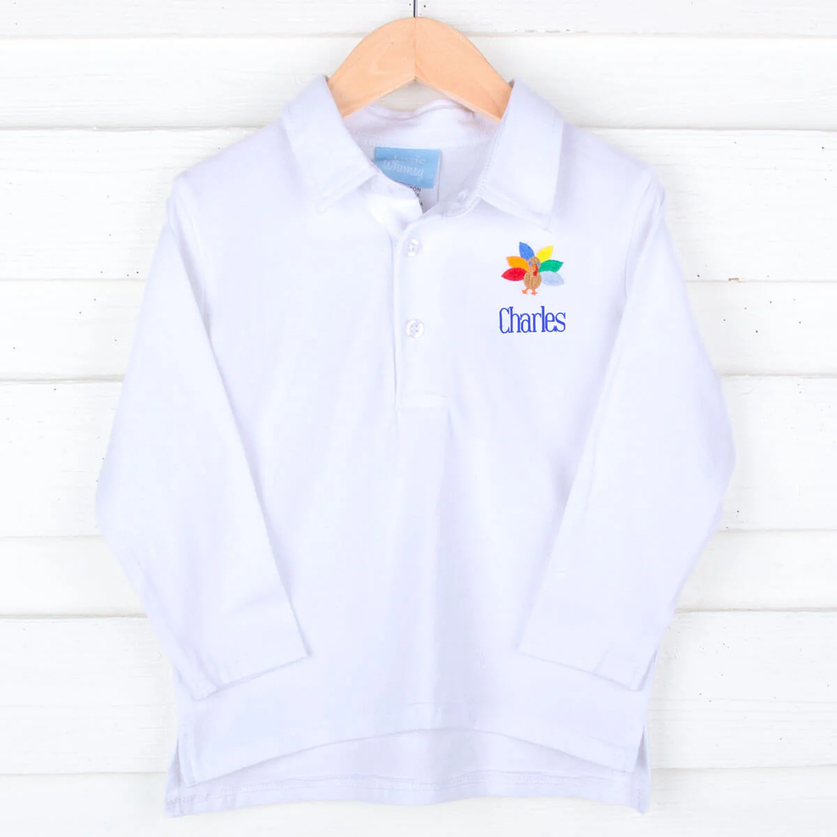 Turkey Embroidered White Long Sleeve Polo - Image 2