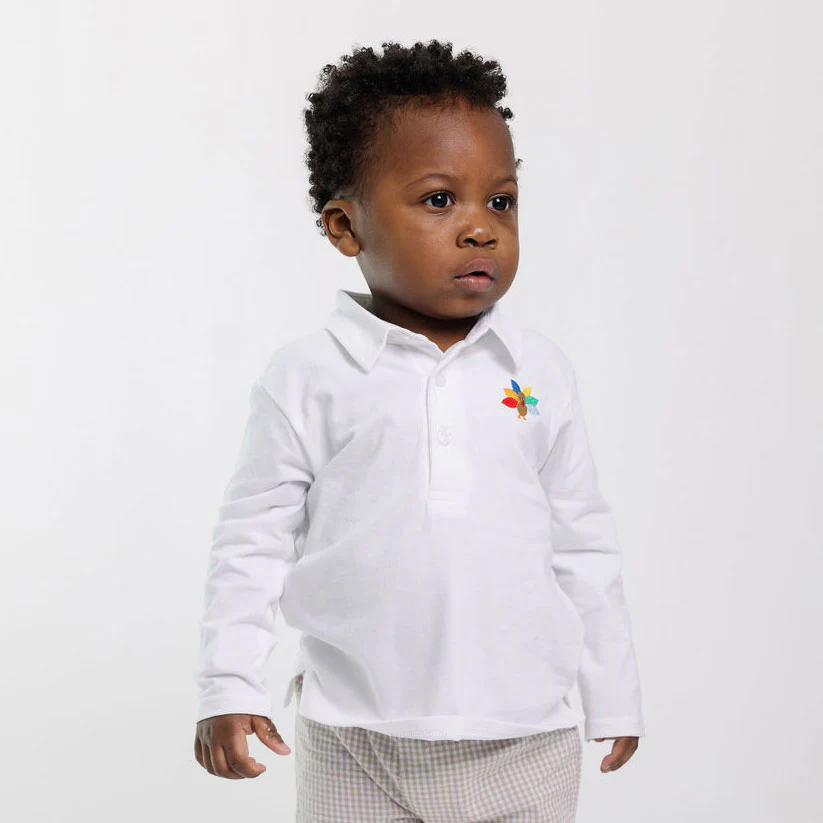 Turkey Embroidered White Long Sleeve Polo - Image 3