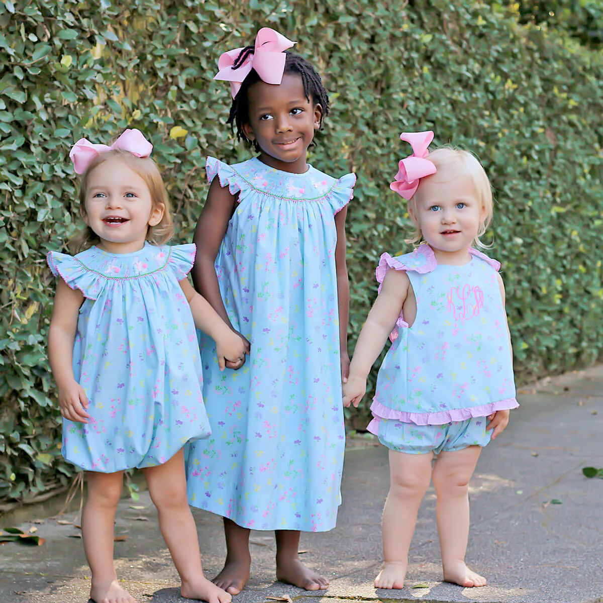 Turquoise Floral Bunny Smocked Dress - Image 4
