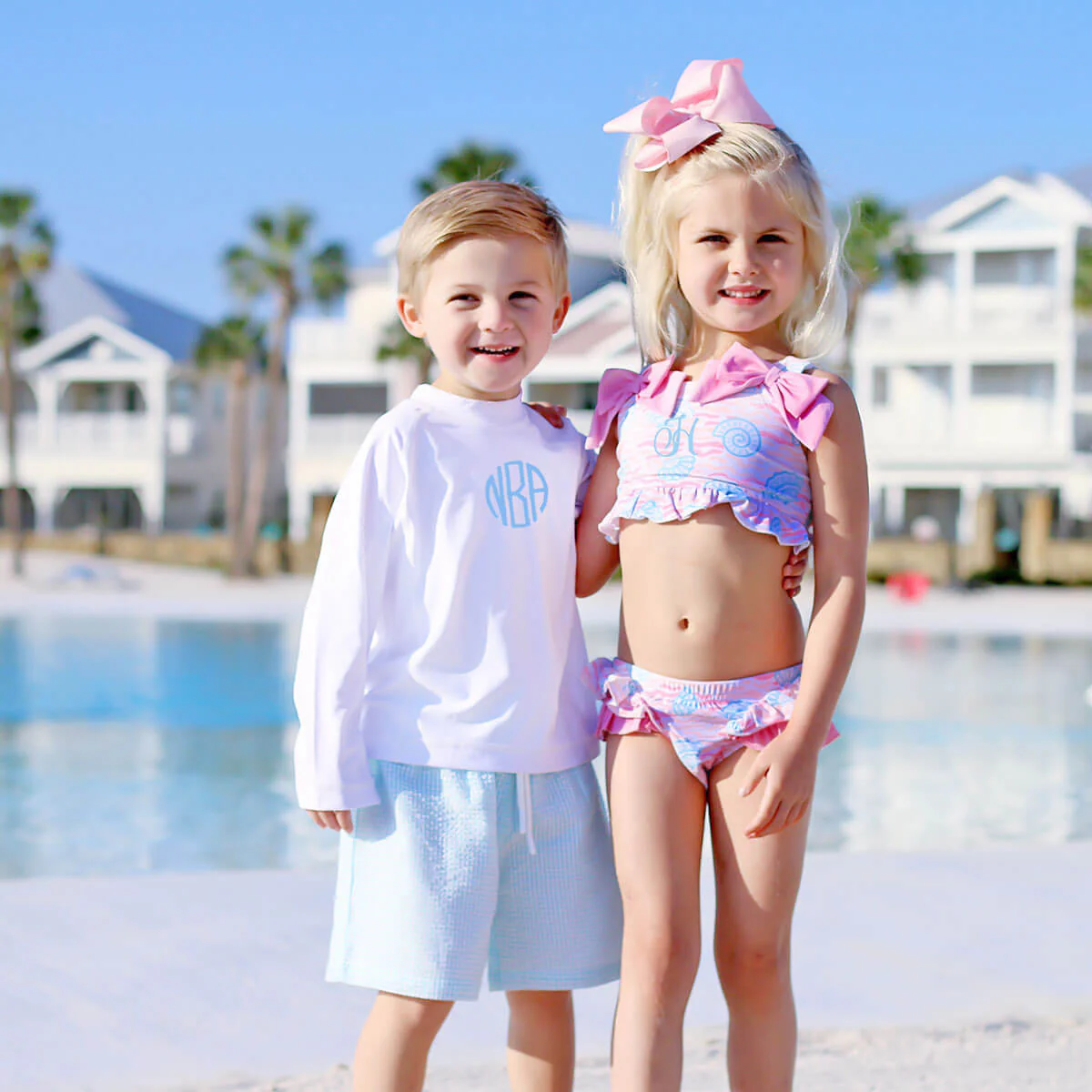 Sea Island Turquoise Gingham Swim Trunks - Image 5