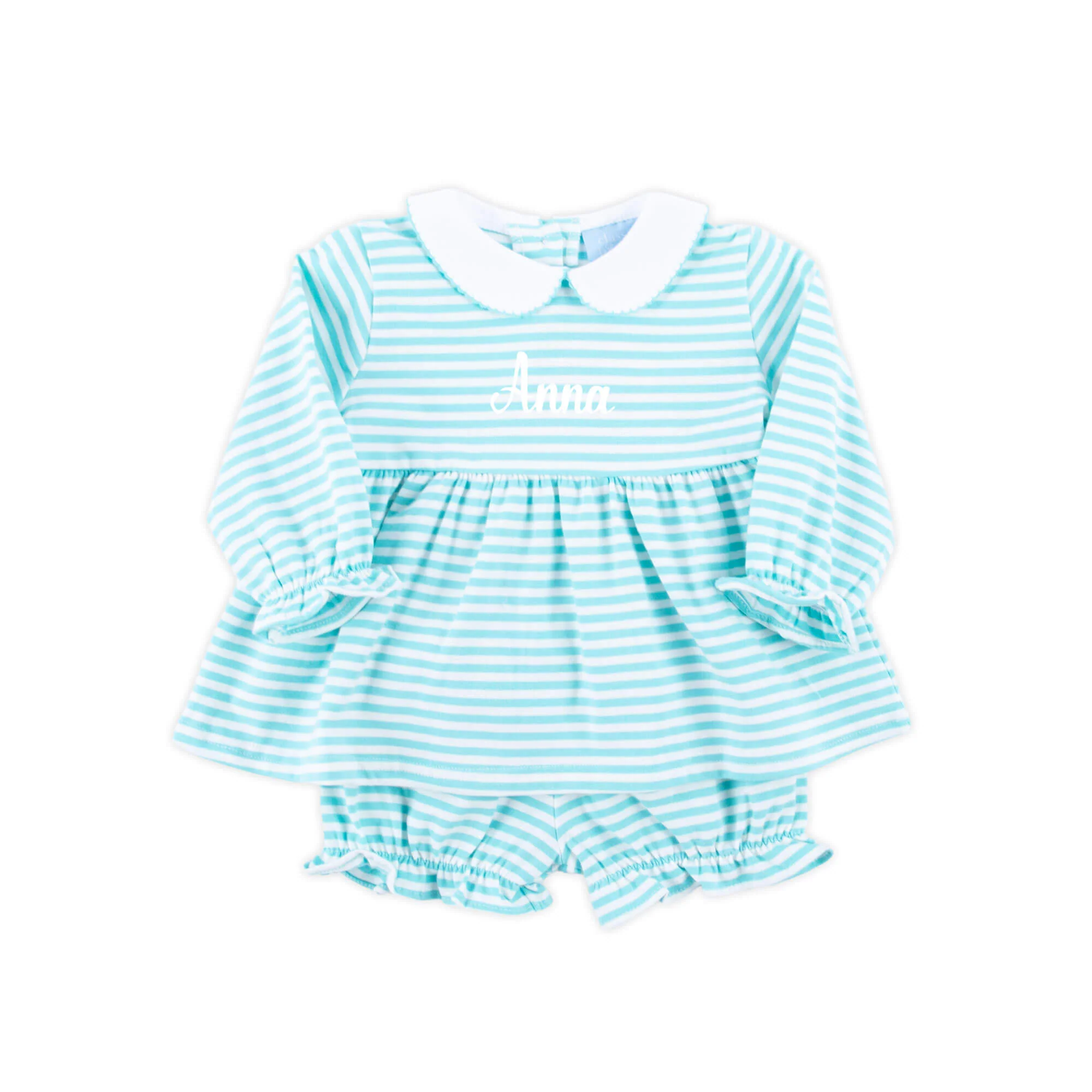 Turquoise Stripe Riley Bloomer Set - Image 2