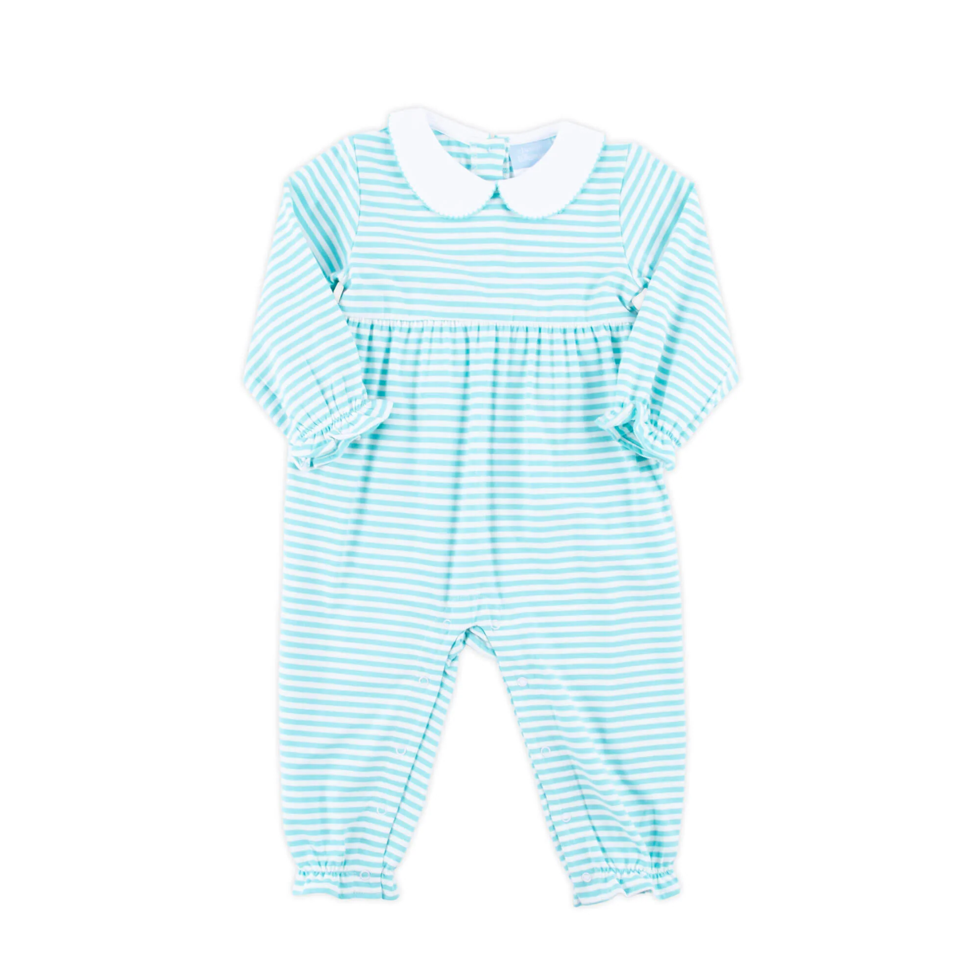 Turquoise Stripe Ruffle Romper - Image 2
