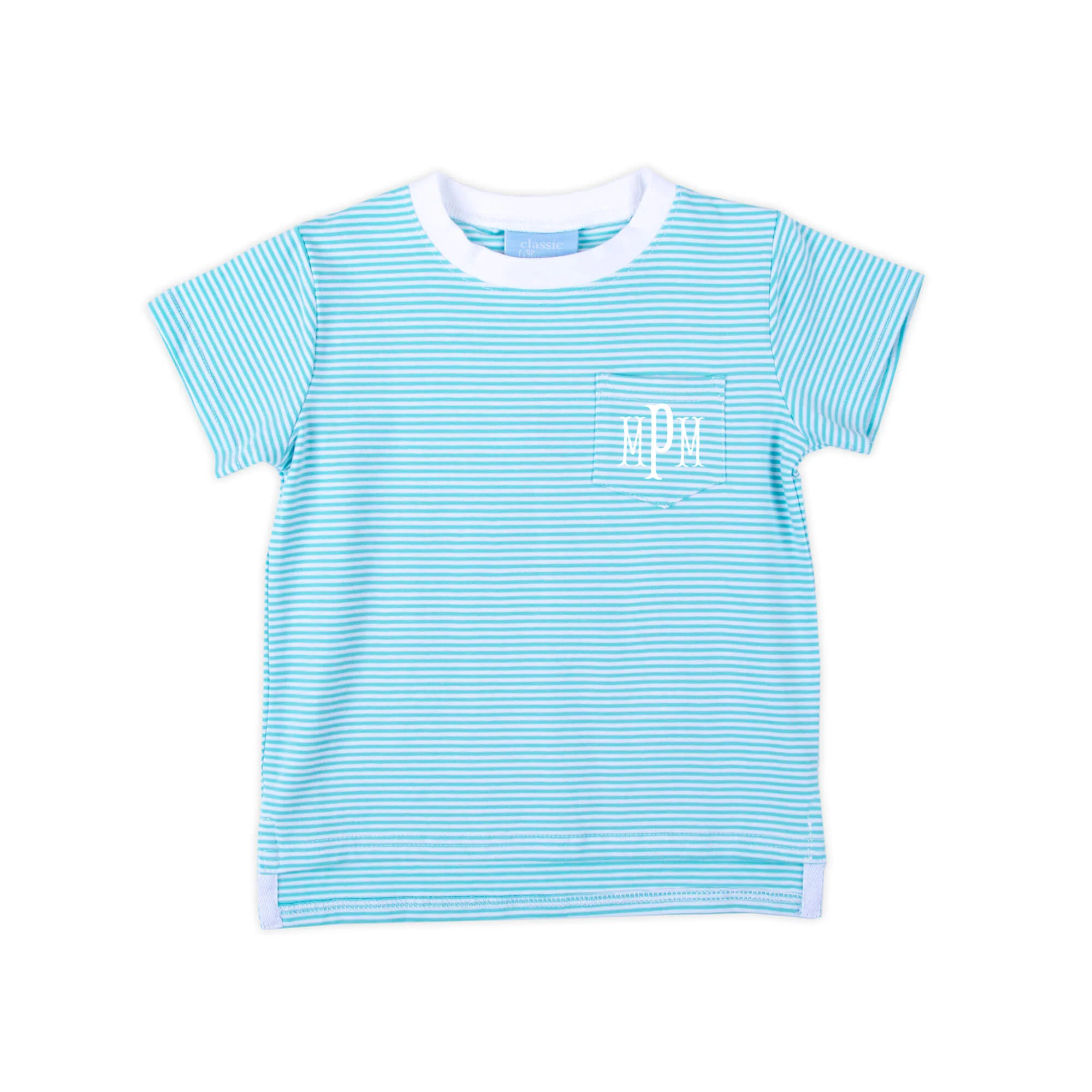 Turquoise Thin Stripe Short Sleeve Pocket Shirt - Image 2