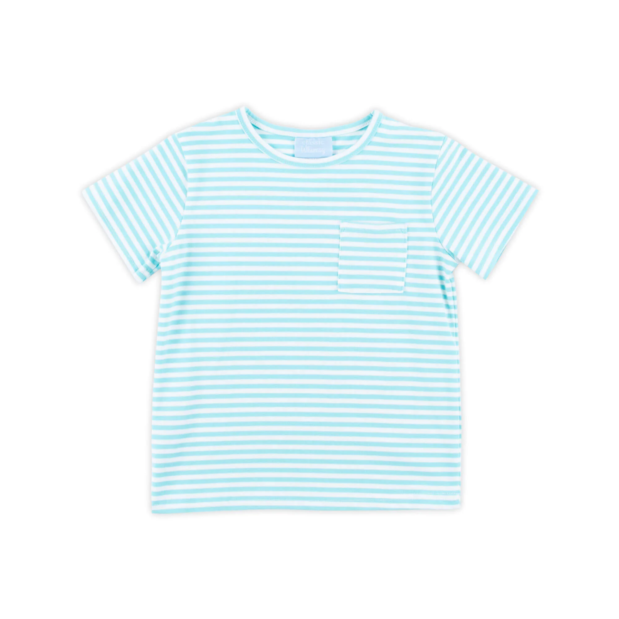 Turquoise Thick Stripe Short Sleeve Pocket Shirt - Image 4