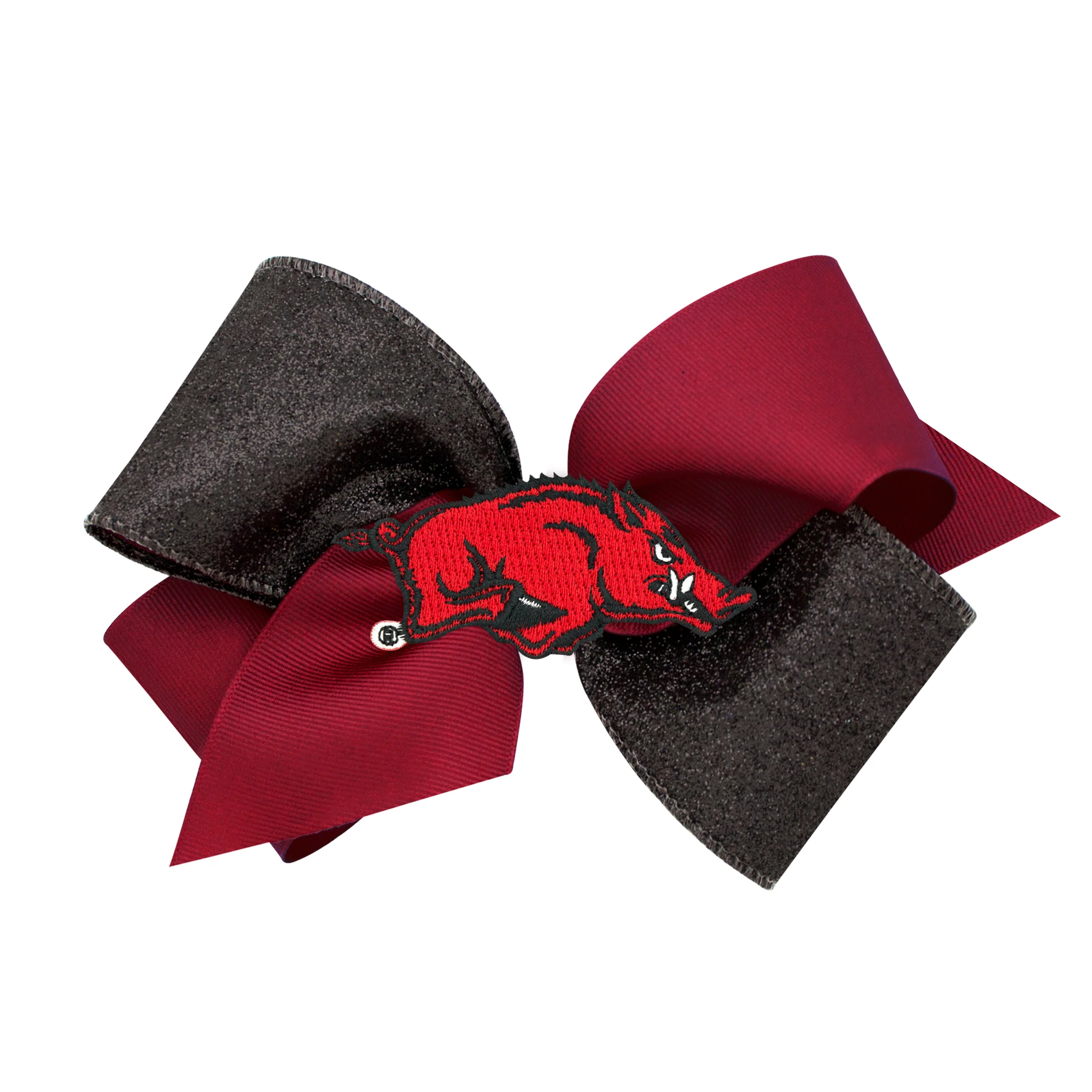 Two-Tone Glitz and Grosgrain Collegiate Bow - Image 3