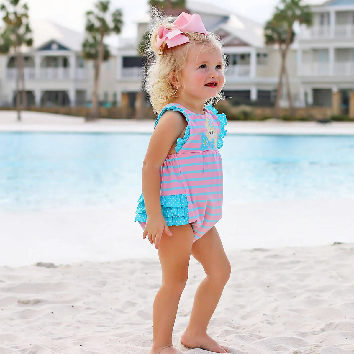 Under The Sea Mermaid Pink Knit Ruffle Bubble - Image 4