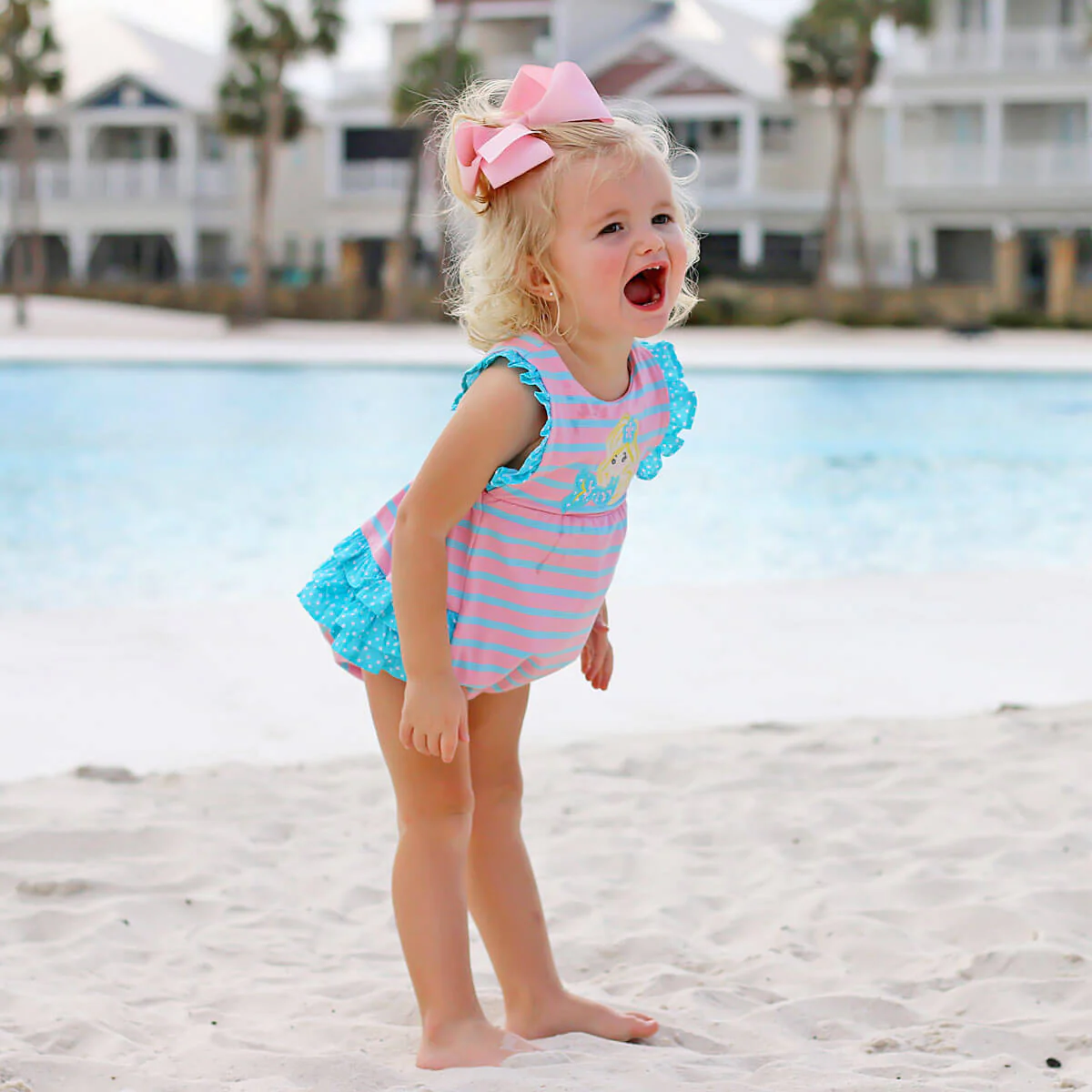 Under The Sea Mermaid Pink Knit Ruffle Bubble - Image 9