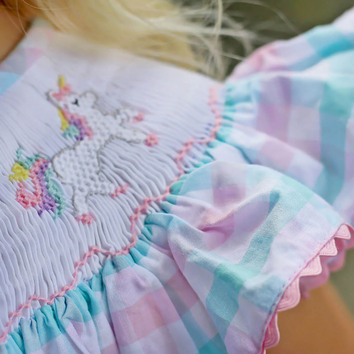 Unicorn Pink and Aqua Plaid Bubble - Image 3