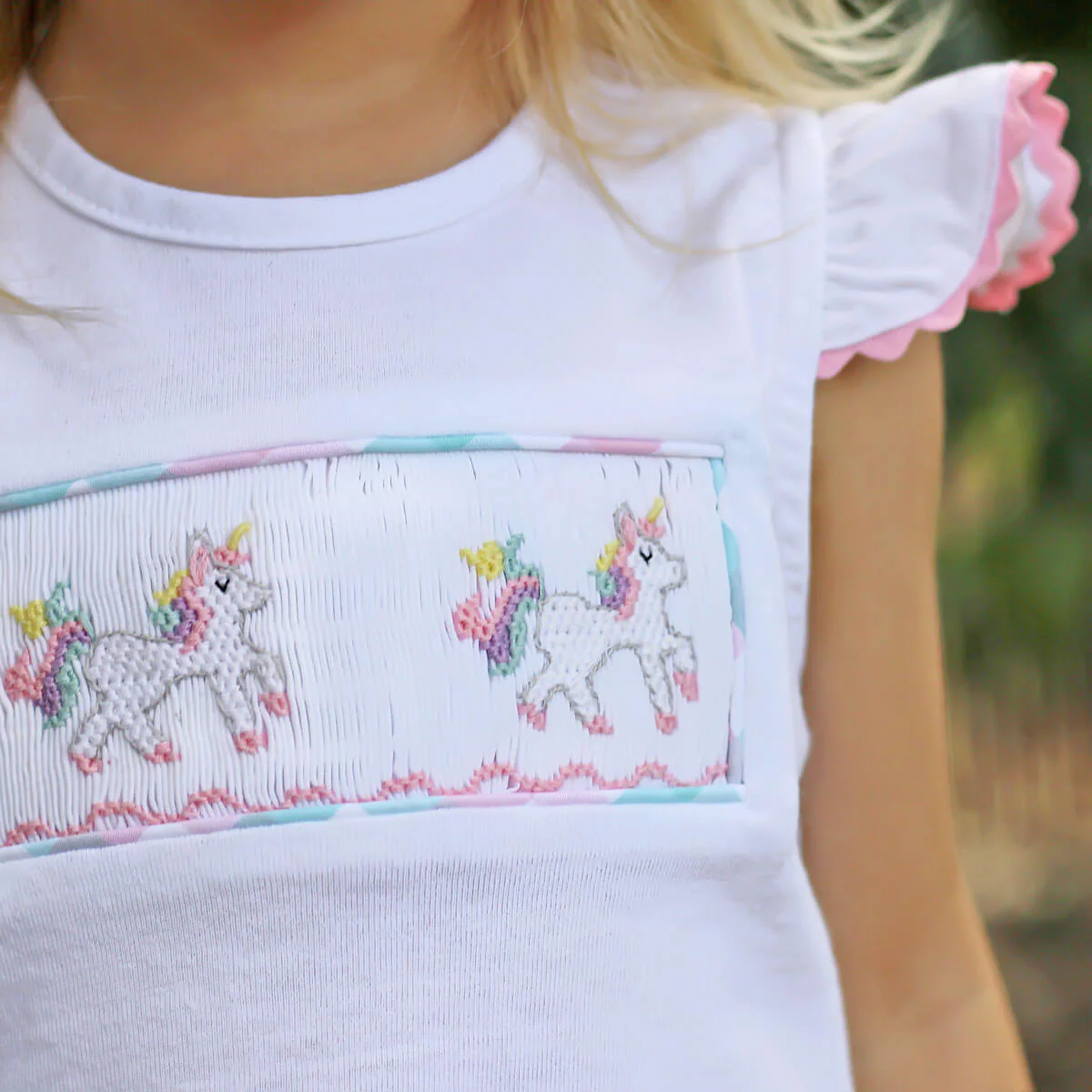Unicorn Pink and Aqua Plaid Short Set - Image 3