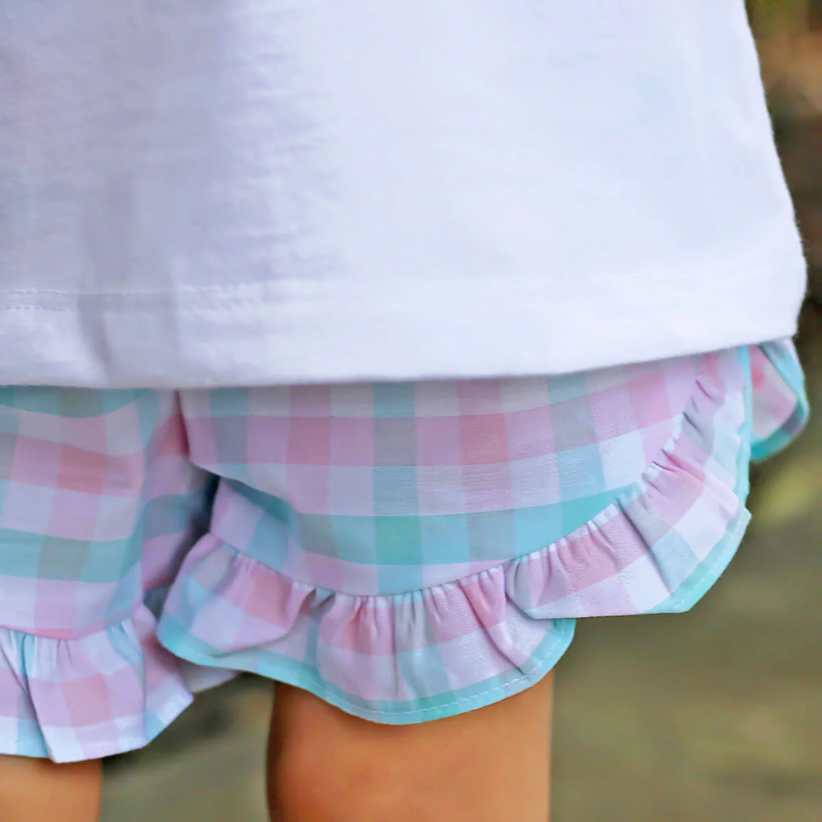 Unicorn Pink and Aqua Plaid Short Set - Image 4