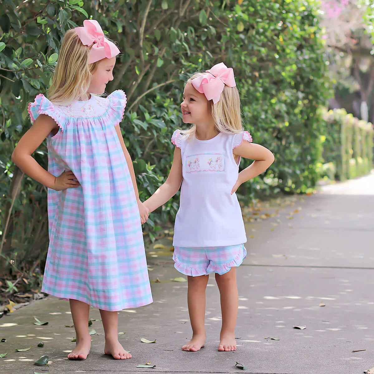 Unicorn Pink and Aqua Plaid Short Set - Image 8