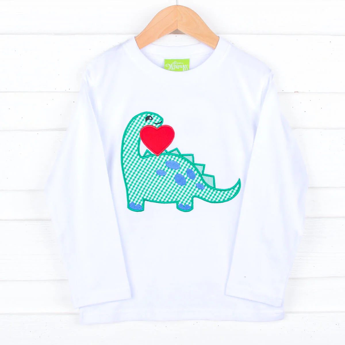 Valentine Dinosaur Long Sleeve White Shirt - Image 4