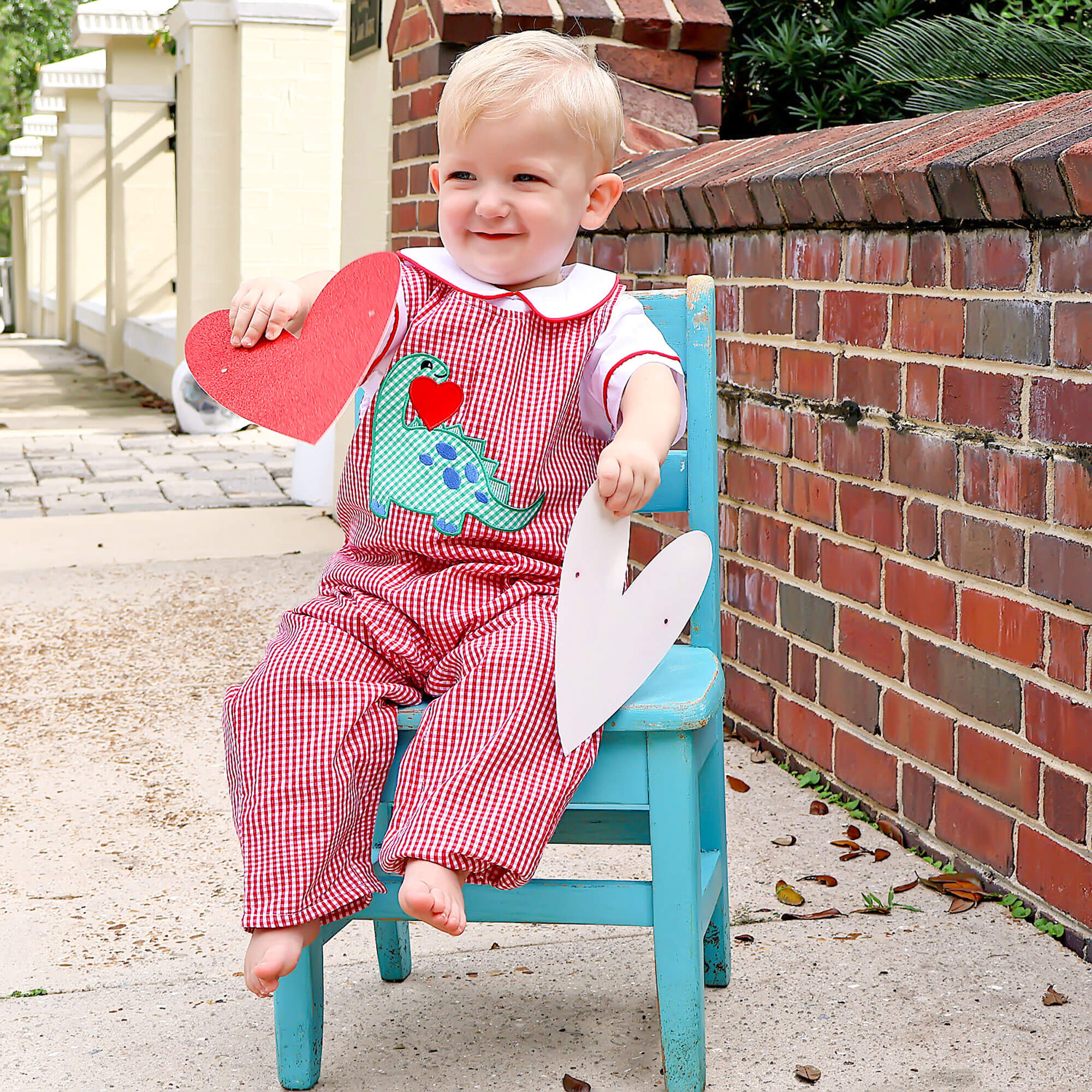 Valentine Dinosaur Red Gingham Longall - Image 2