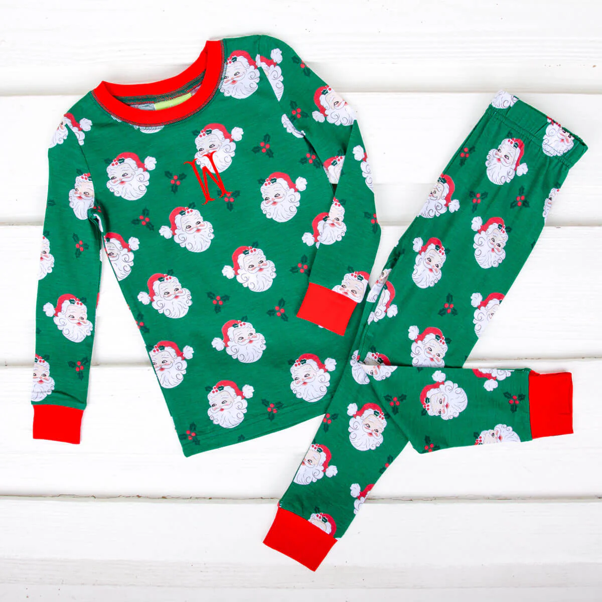 Vintage Santa Green Pajamas - Image 2