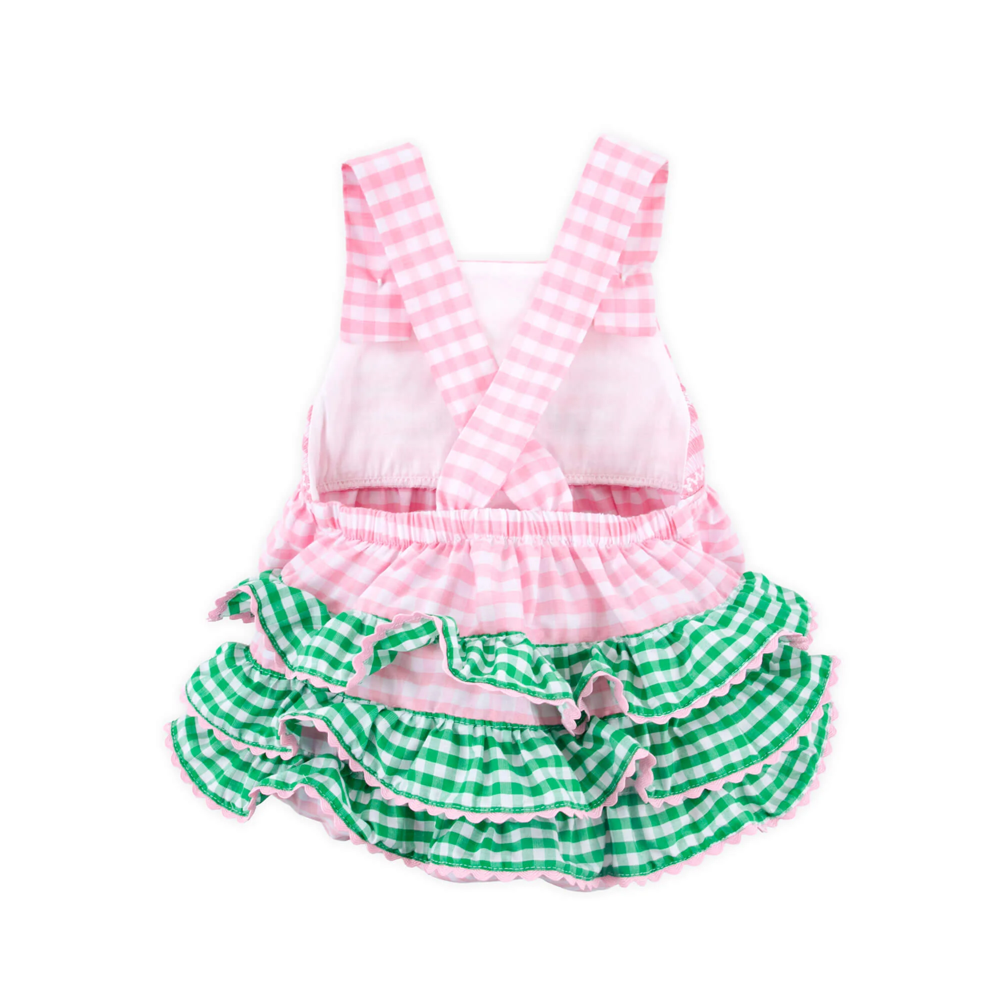 Watermelon & Vine Smocked Pink Gingham Leah Bubble - Image 2