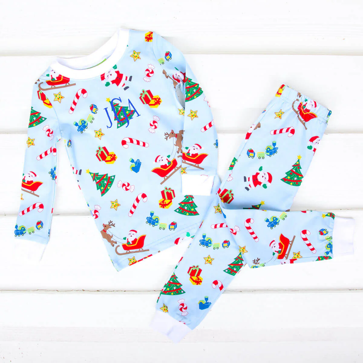 We Believe In Santa Blue Pajamas - Image 2