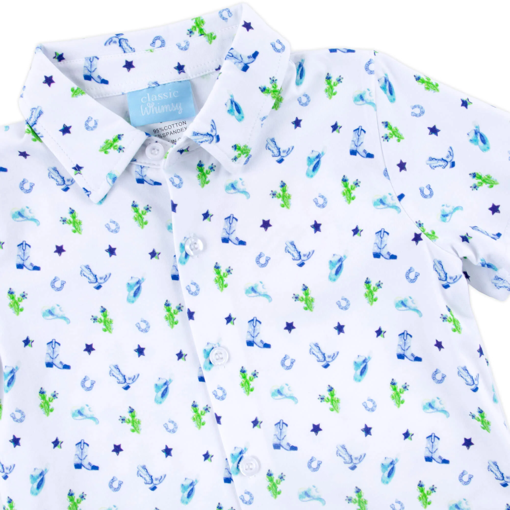 Round Top Blue Knit Button Down Shirt - Image 2