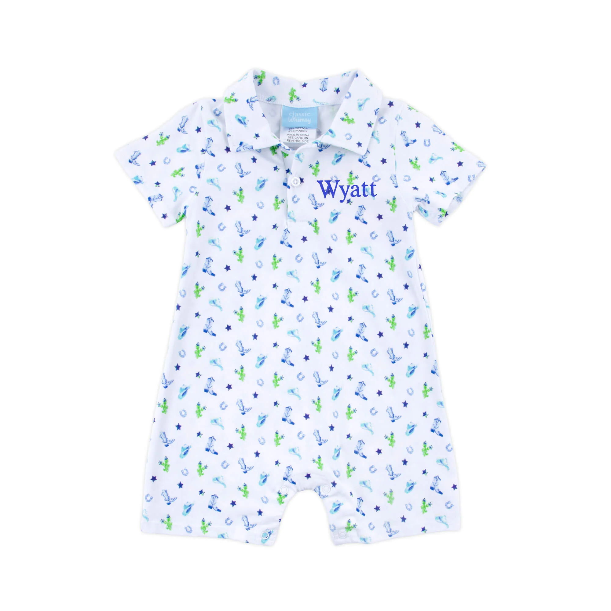 Round Top Blue Polo Romper - Image 3