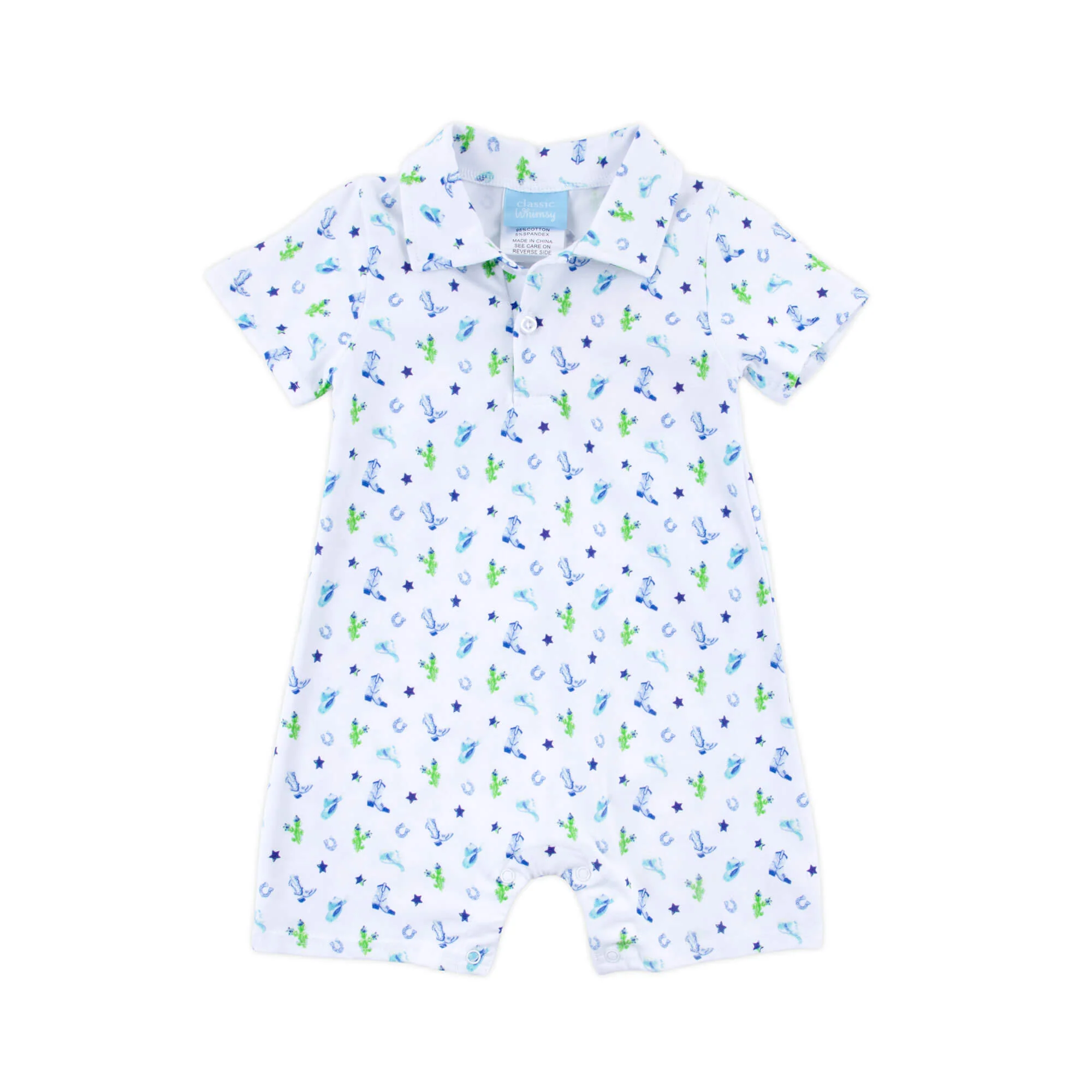 Round Top Blue Polo Romper - Image 5