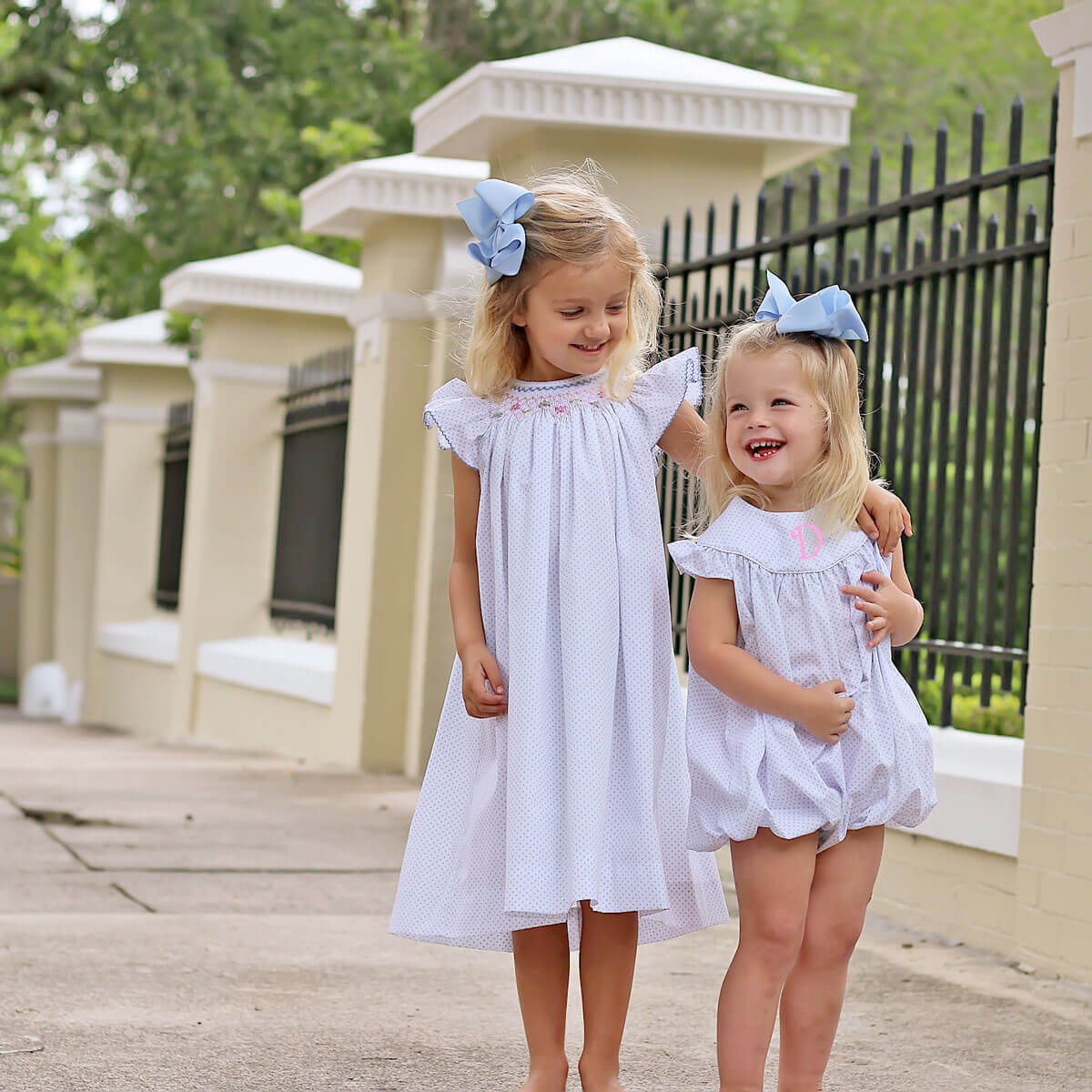 Wild Flowers Smocked Light Blue Polka Dot Dress - Image 6