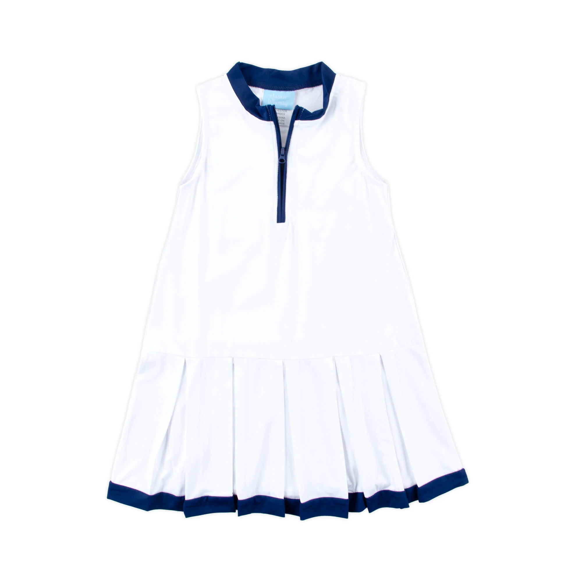 White & Navy Zip Tennis Dress - Image 5