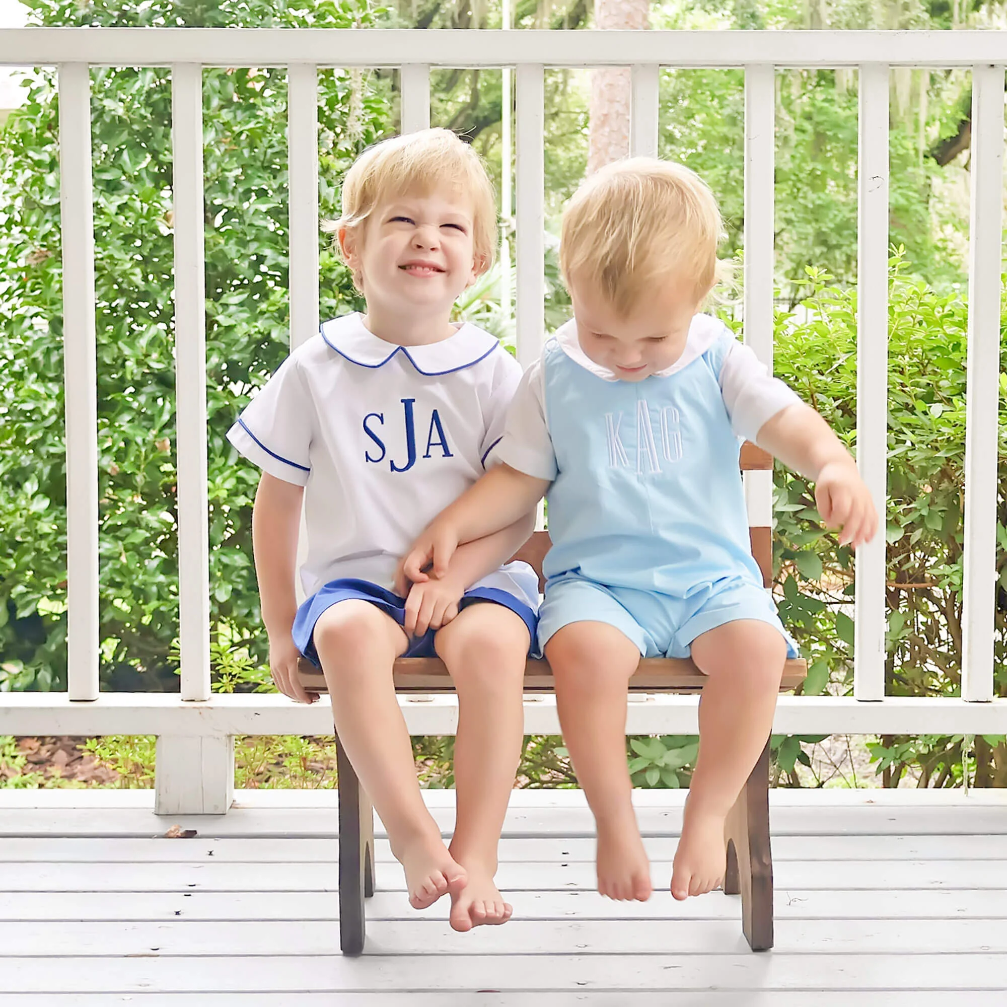 White And Royal Blue Collared Short Set - Image 3