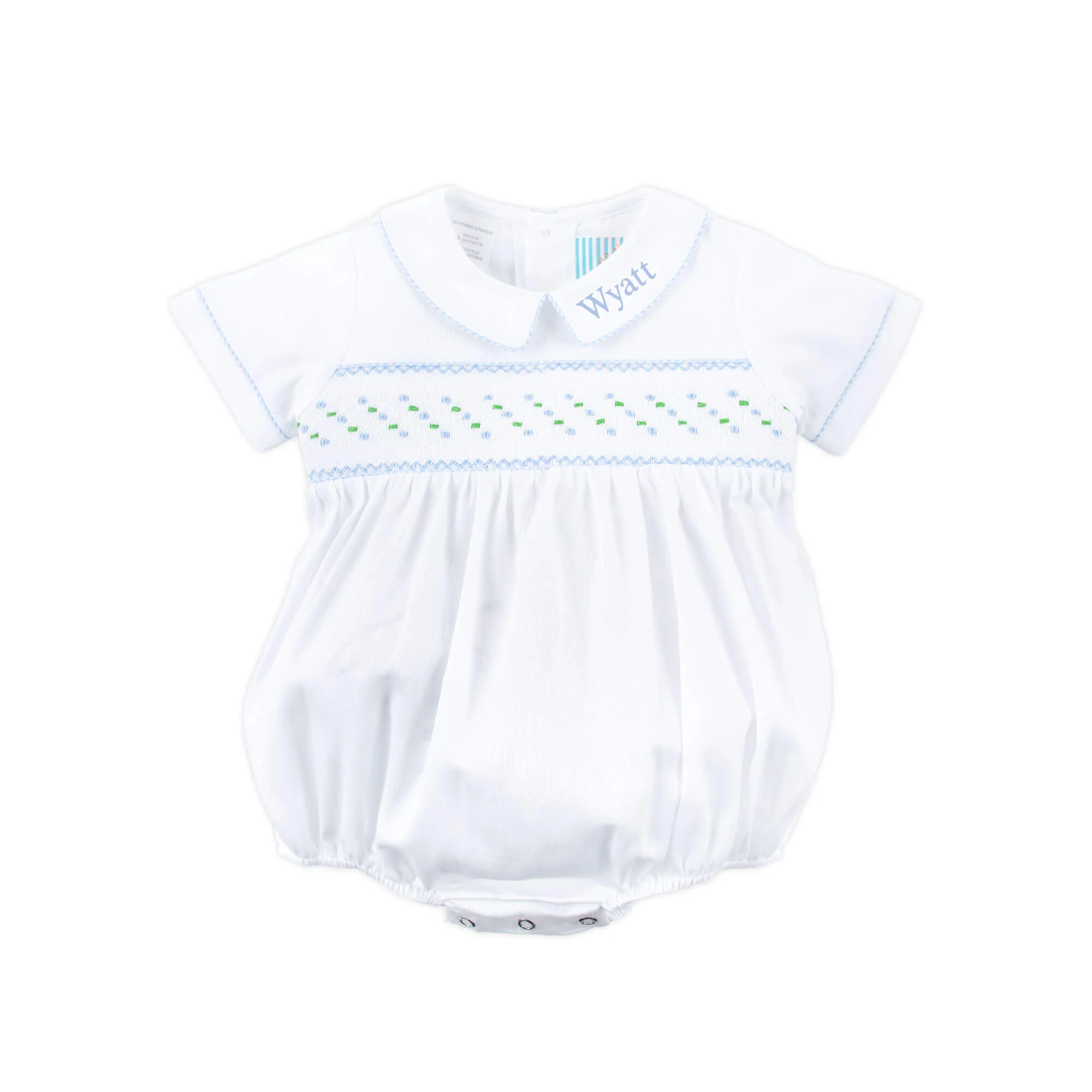 White Geo Smocked Collared Bubble - Image 2