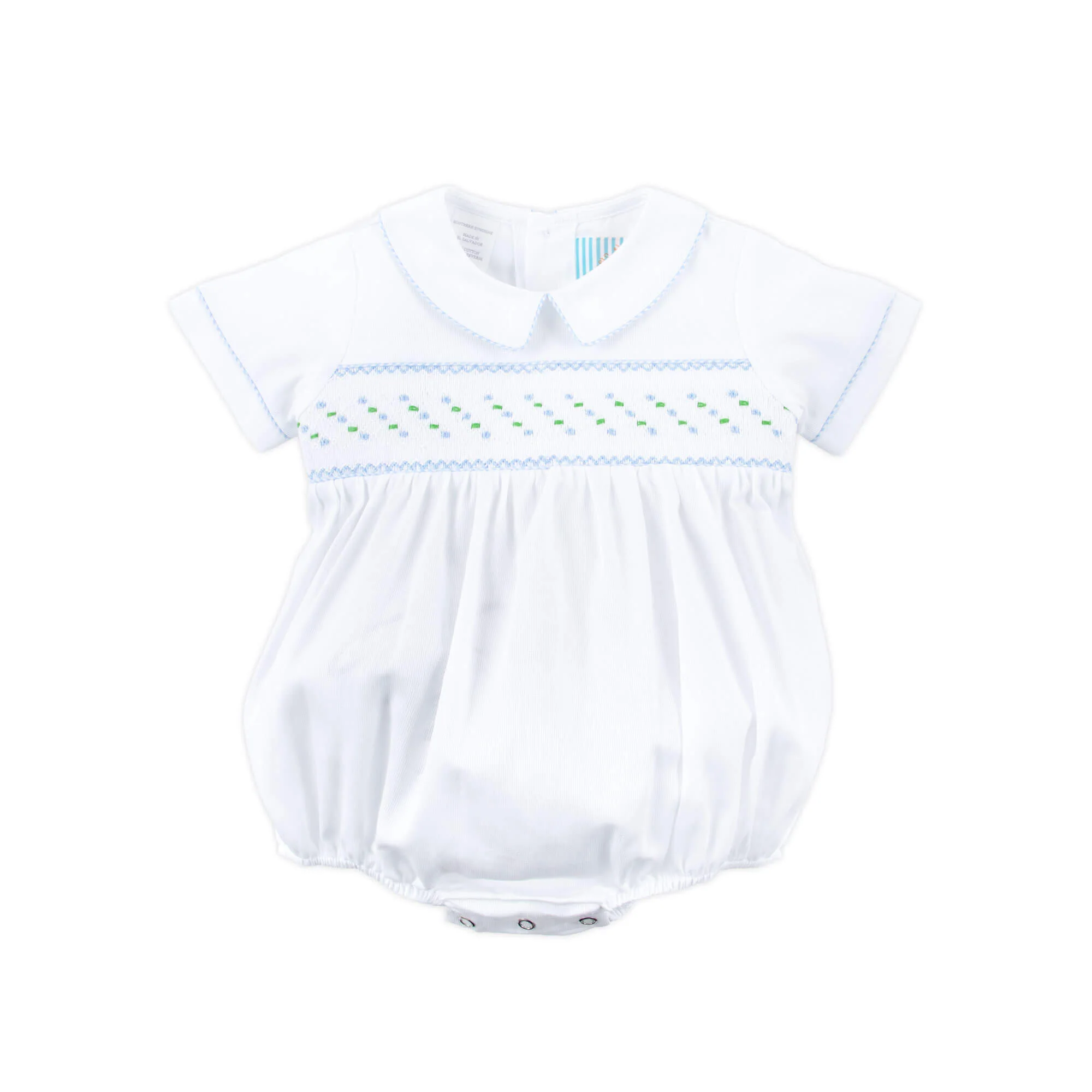 White Geo Smocked Collared Bubble - Image 5