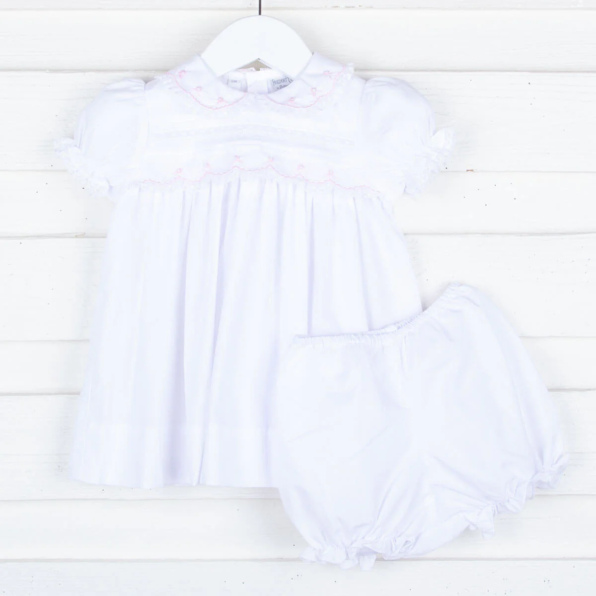 White Lace Trim Dress with Bloomer - Image 2