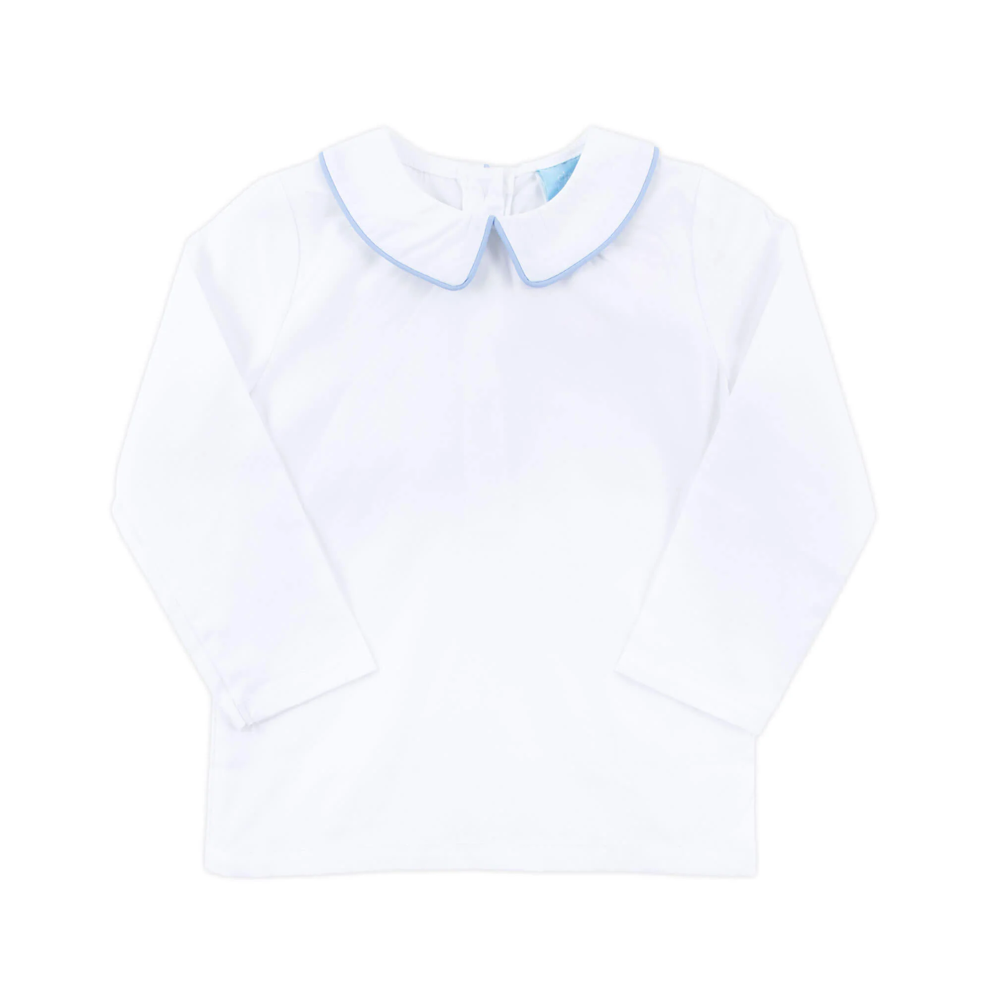 White Long Sleeve Undershirt with Light Blue Trim - Image 3