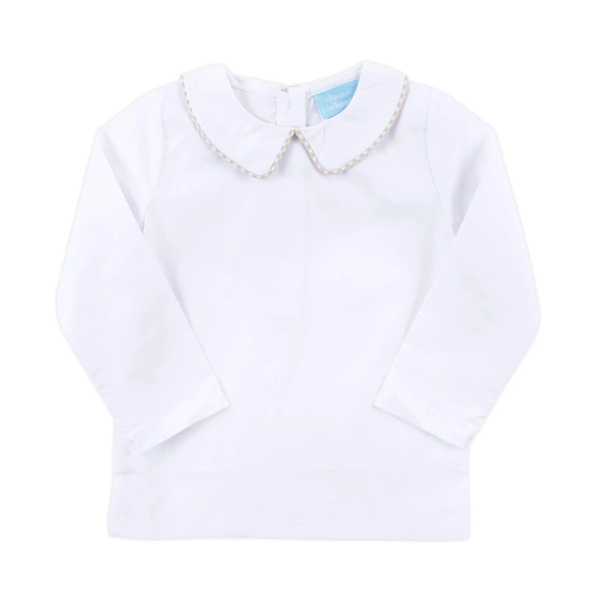 White Long Sleeve Undershirt with Tan Trim - Image 3