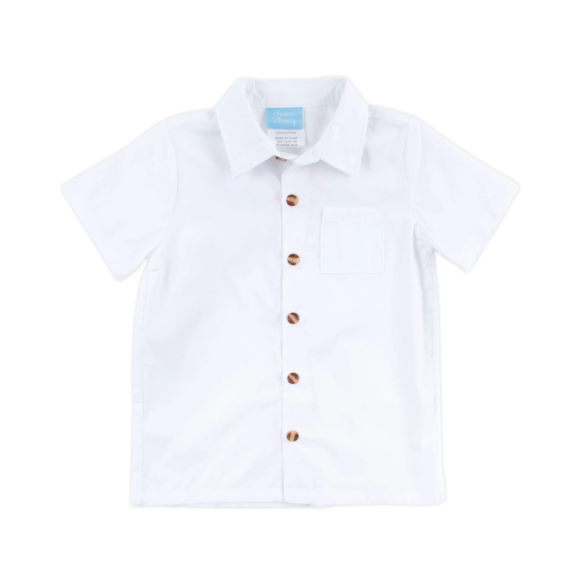 White Short Sleeve Button Down Shirt - Image 4