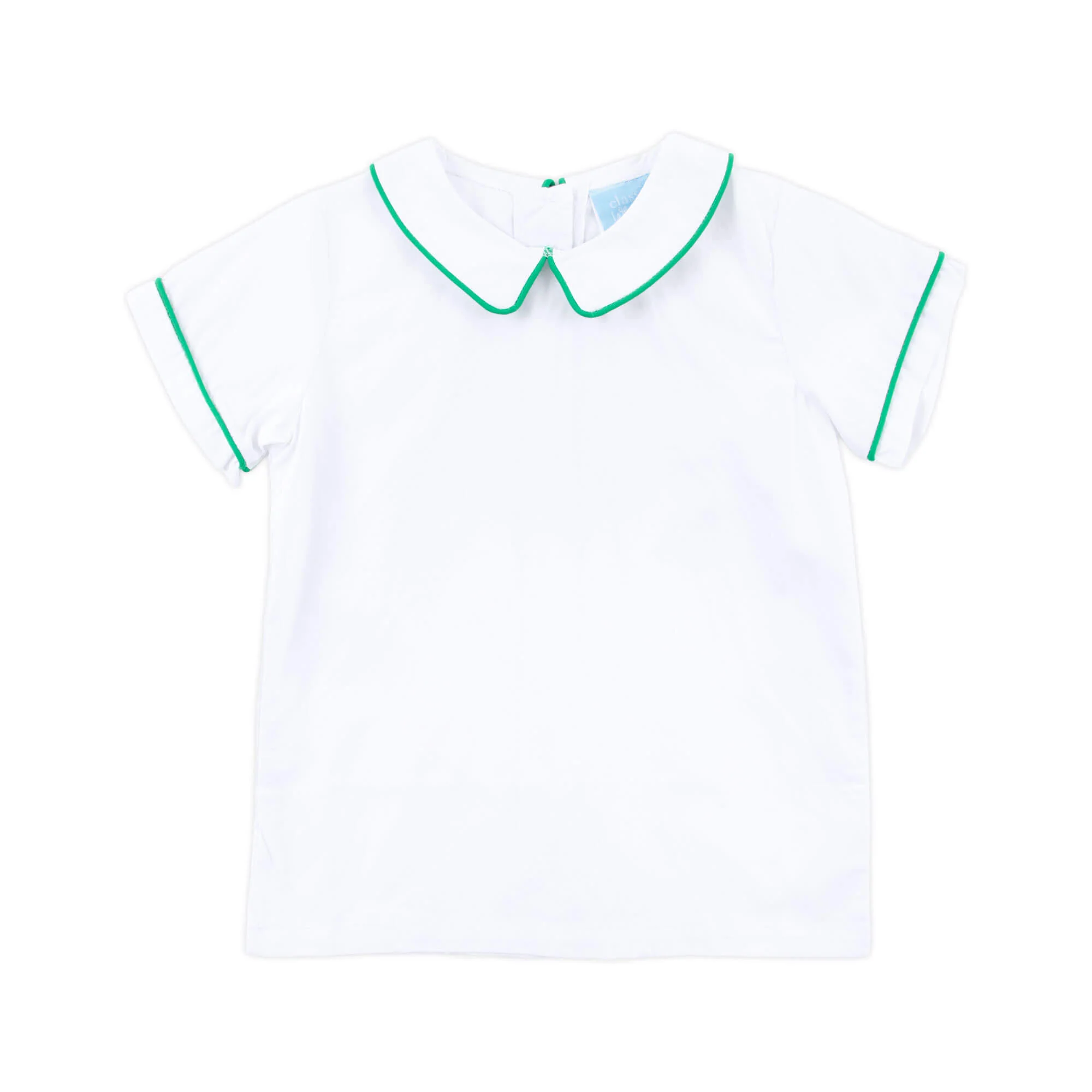 White Short Sleeve Undershirt With Green Trim - Image 3