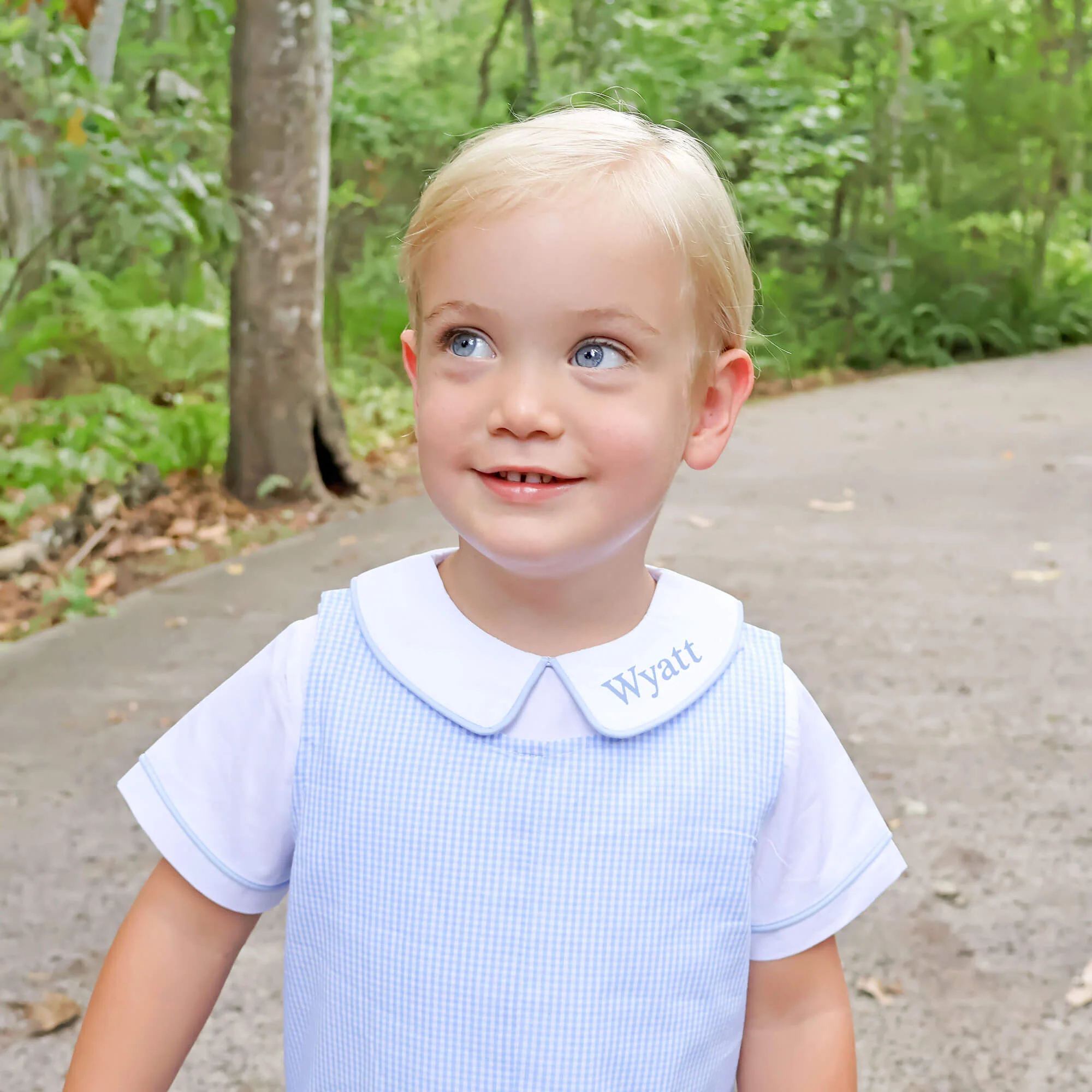 White Short Sleeve Undershirt With Light Blue Trim - Image 2