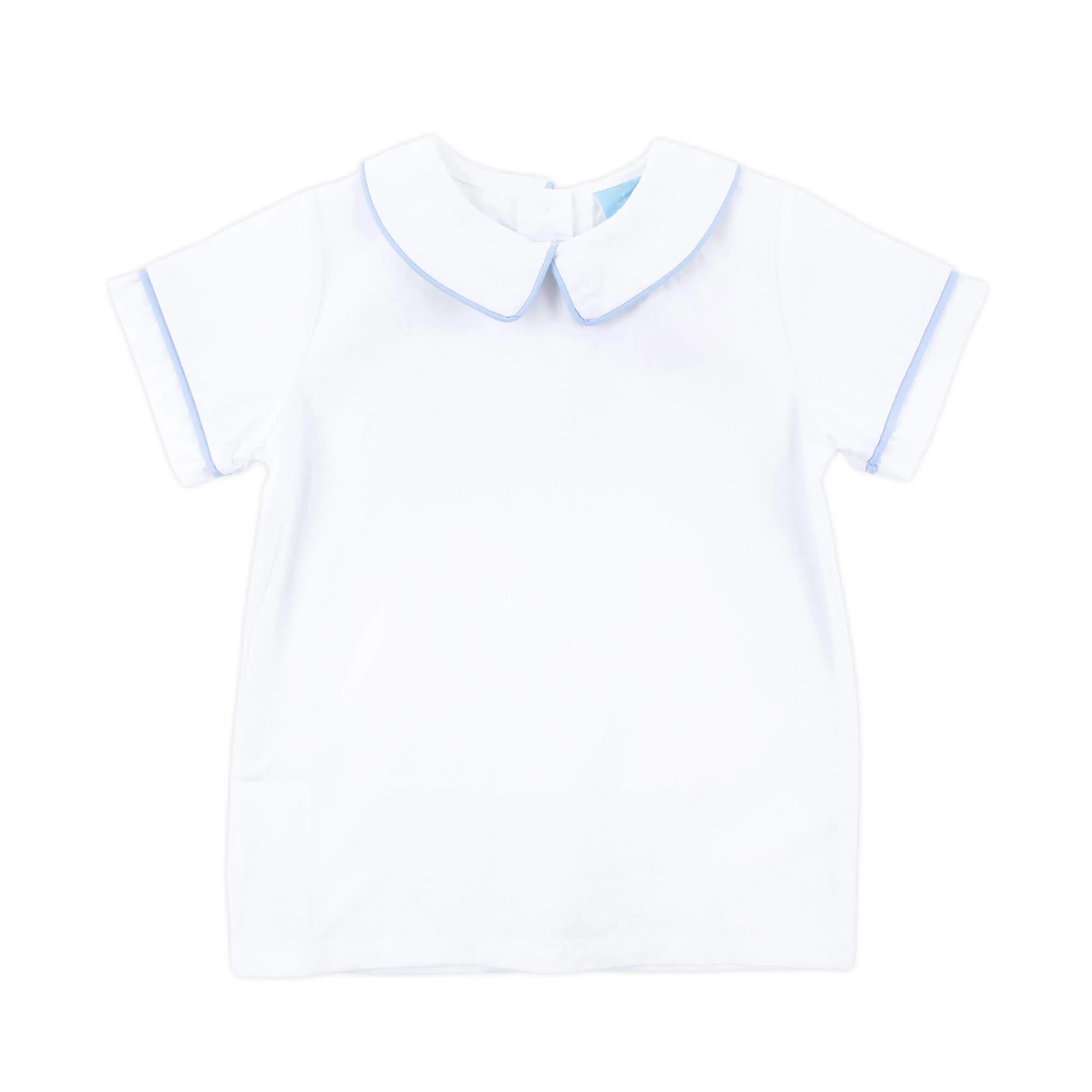 White Short Sleeve Undershirt With Light Blue Trim - Image 3