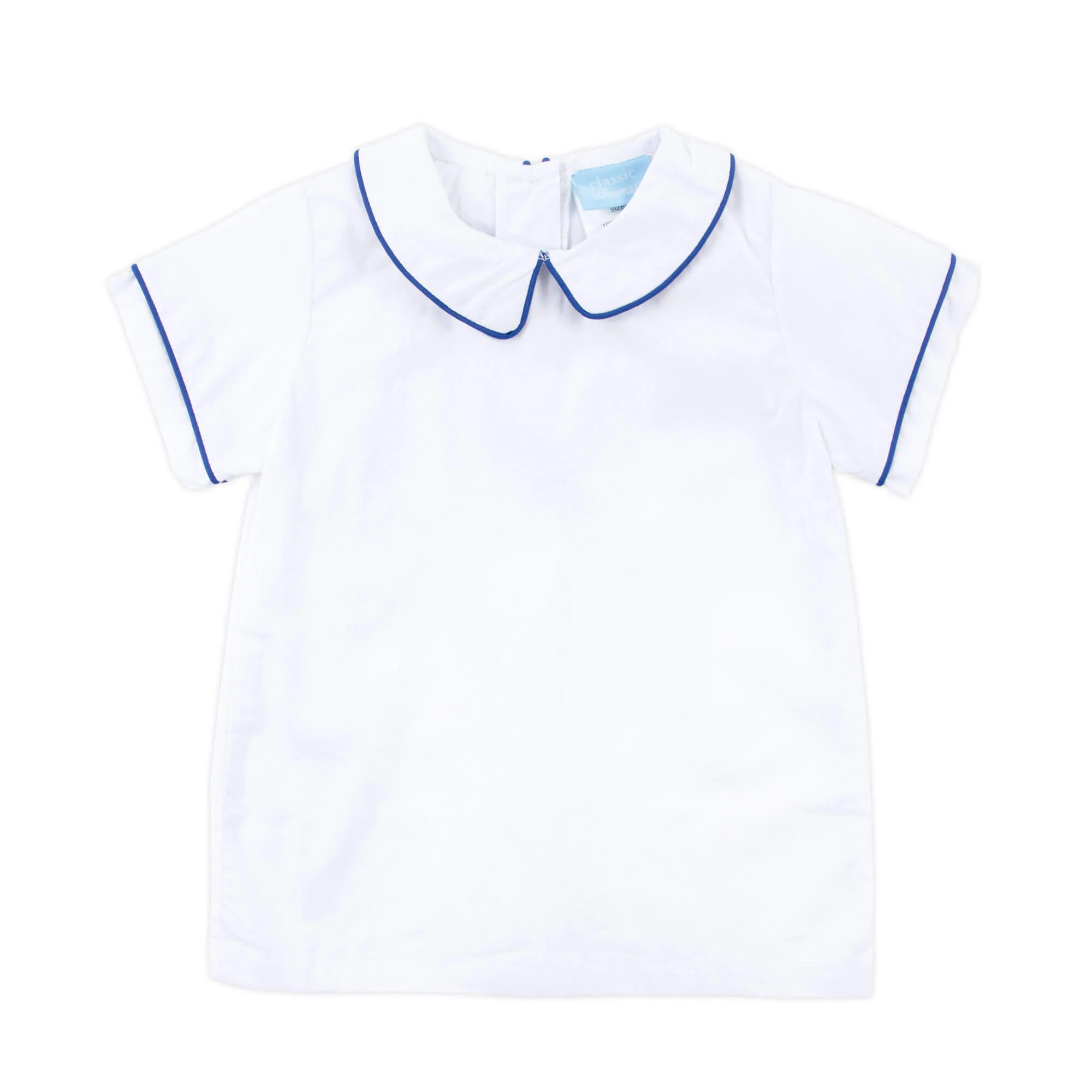 White Short Sleeve Undershirt With Royal Blue Trim - Image 3