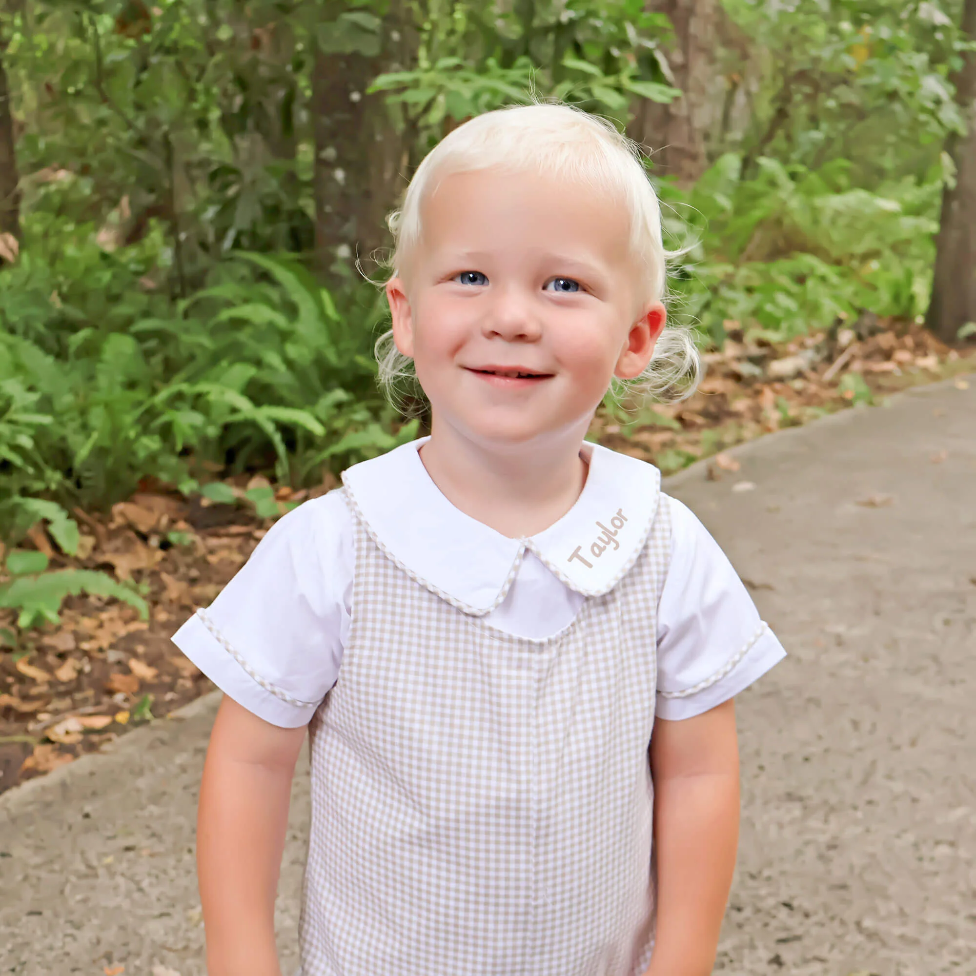 White Short Sleeve Undershirt With Tan Trim - Image 2
